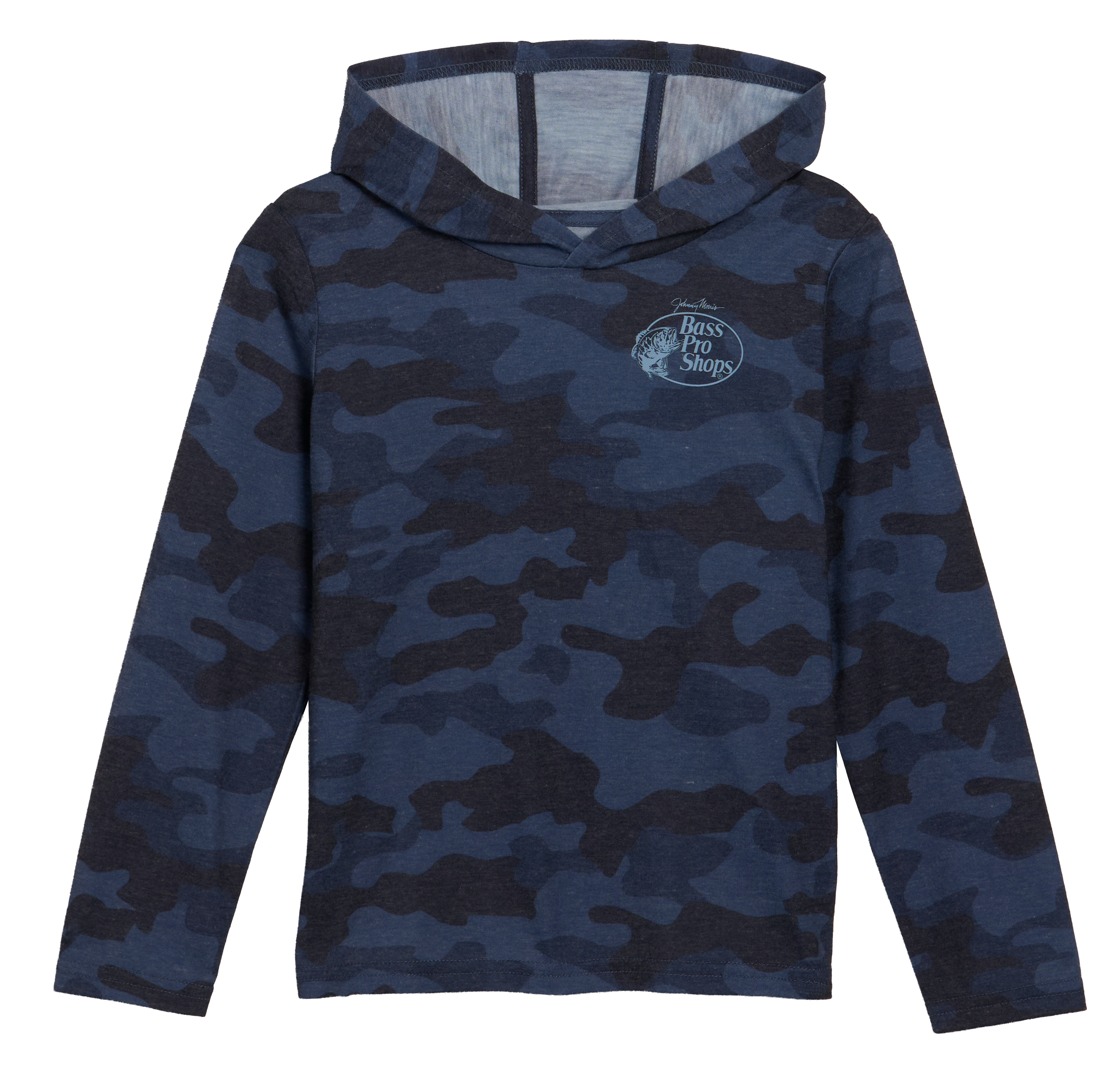 Image of Bass Pro Shops Long-Sleeve Hooded T-Shirt for Toddlers - Navy Camo