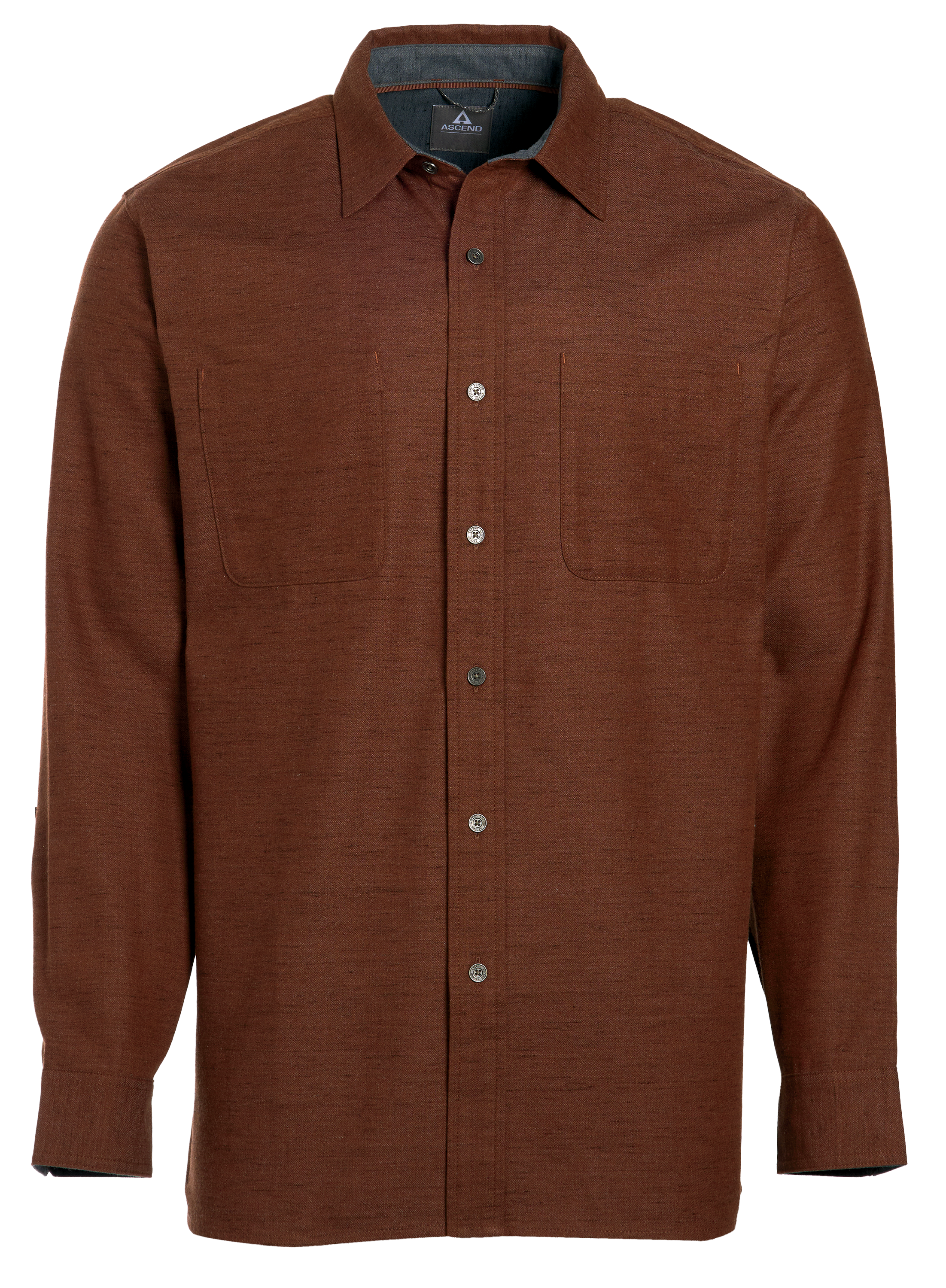 Image of Ascend Herringbone Slub Long-Sleeve Button-Down Shirt - Cappuccino