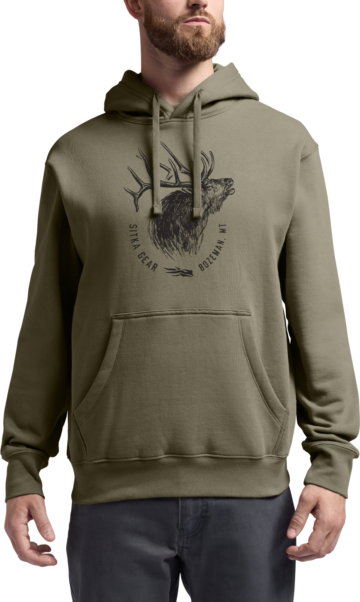 Image of SITKA Elk Sketch Pullover Hoodie - Dark Green Sage