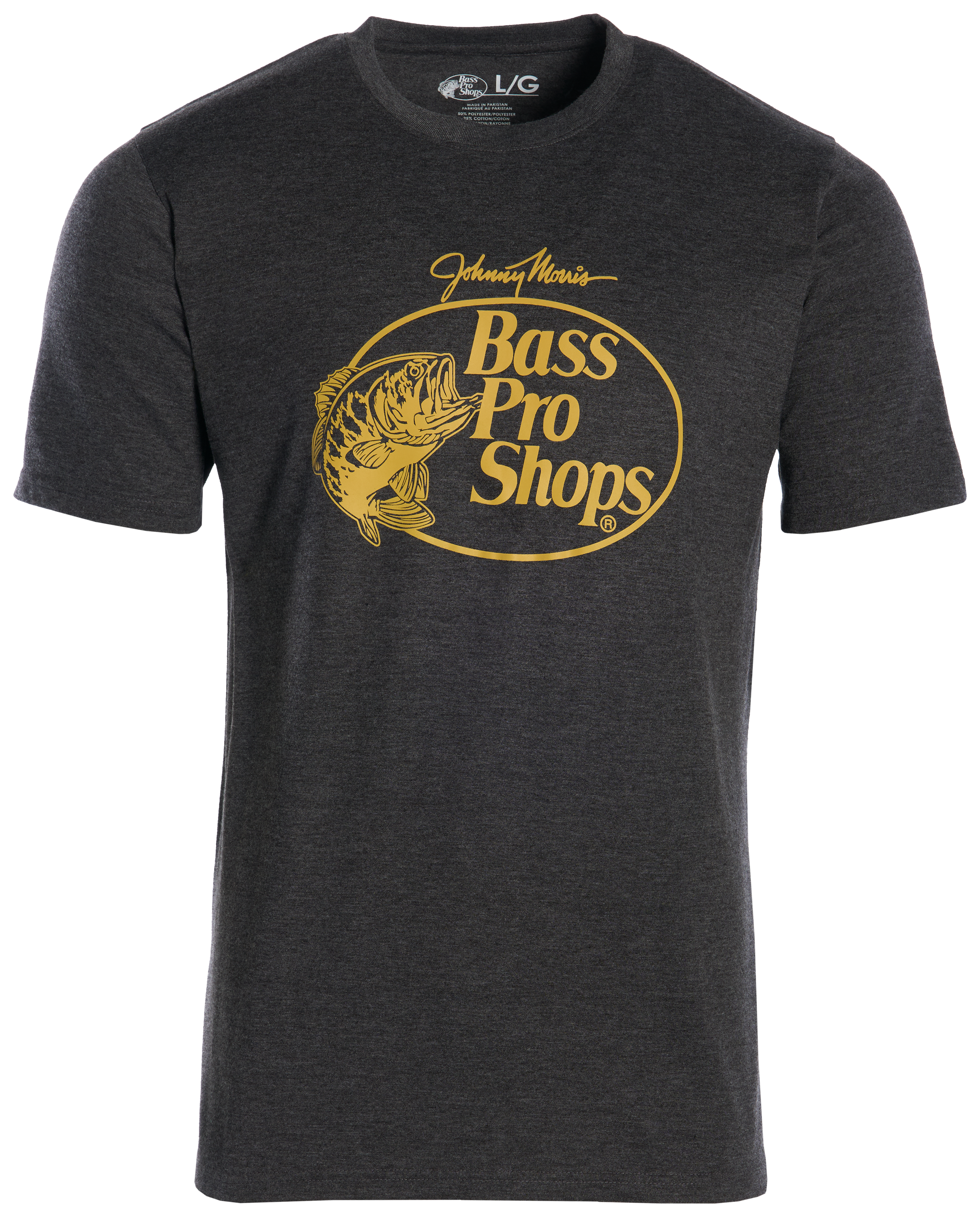 Image of Bass Pro Shops Original Logo Tri-Blend Short-Sleeve T-Shirt - Charcoal Heather/Sauterne