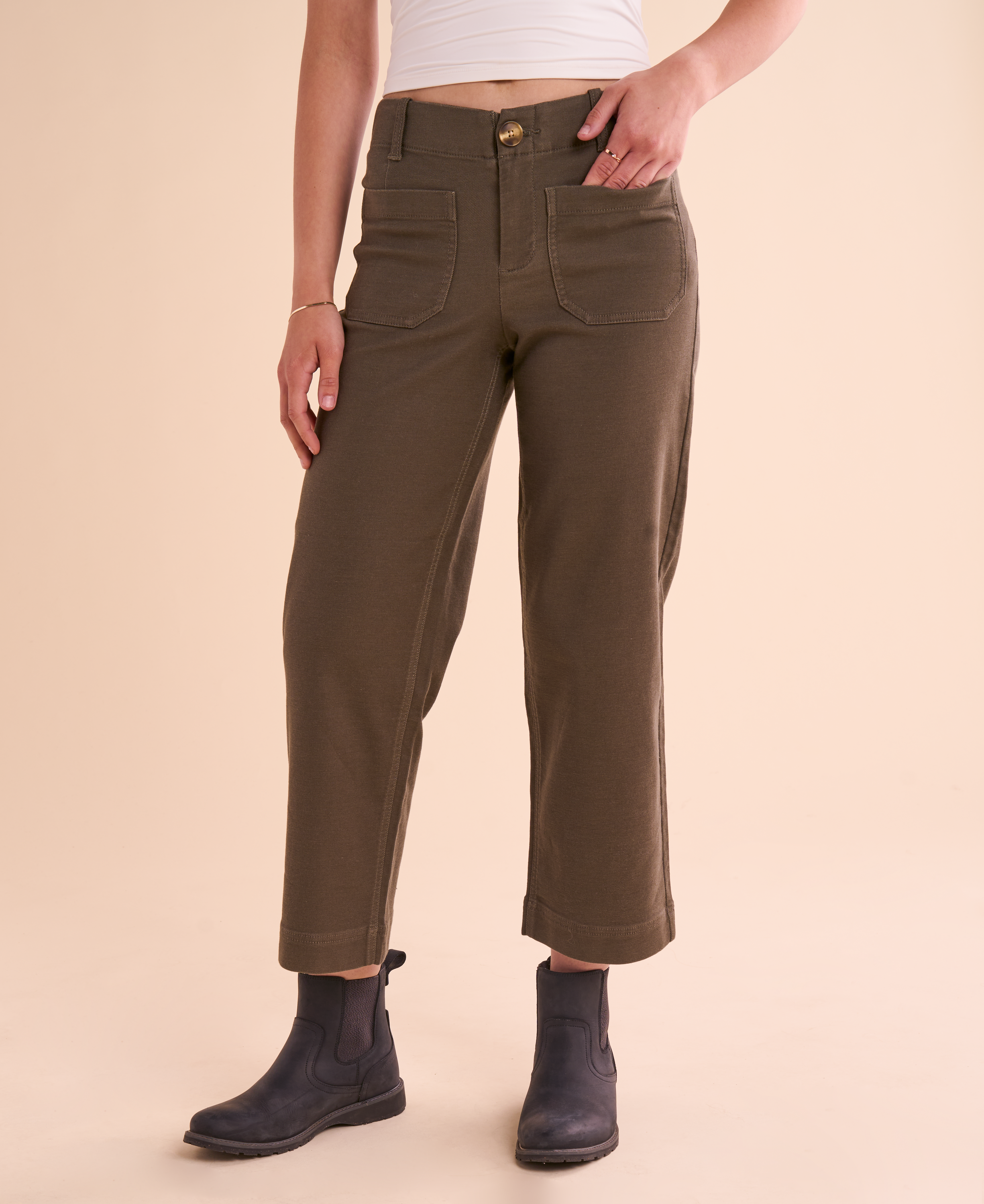 Image of Natural Reflections Driftwood Cropped Wide Leg Pants