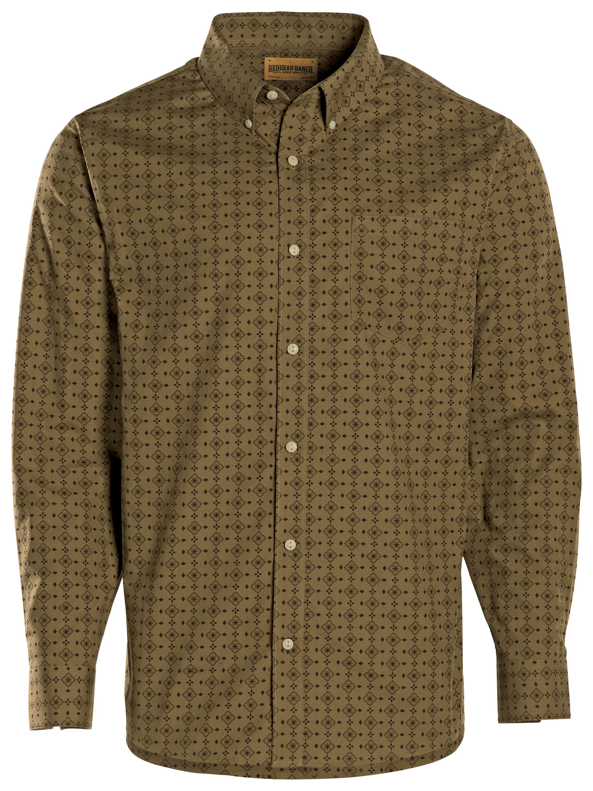 Image of RedHead Ranch Rifle Falls Wrinkle-Free Button-Down Long-Sleeve Shirt - Shitake Bandana