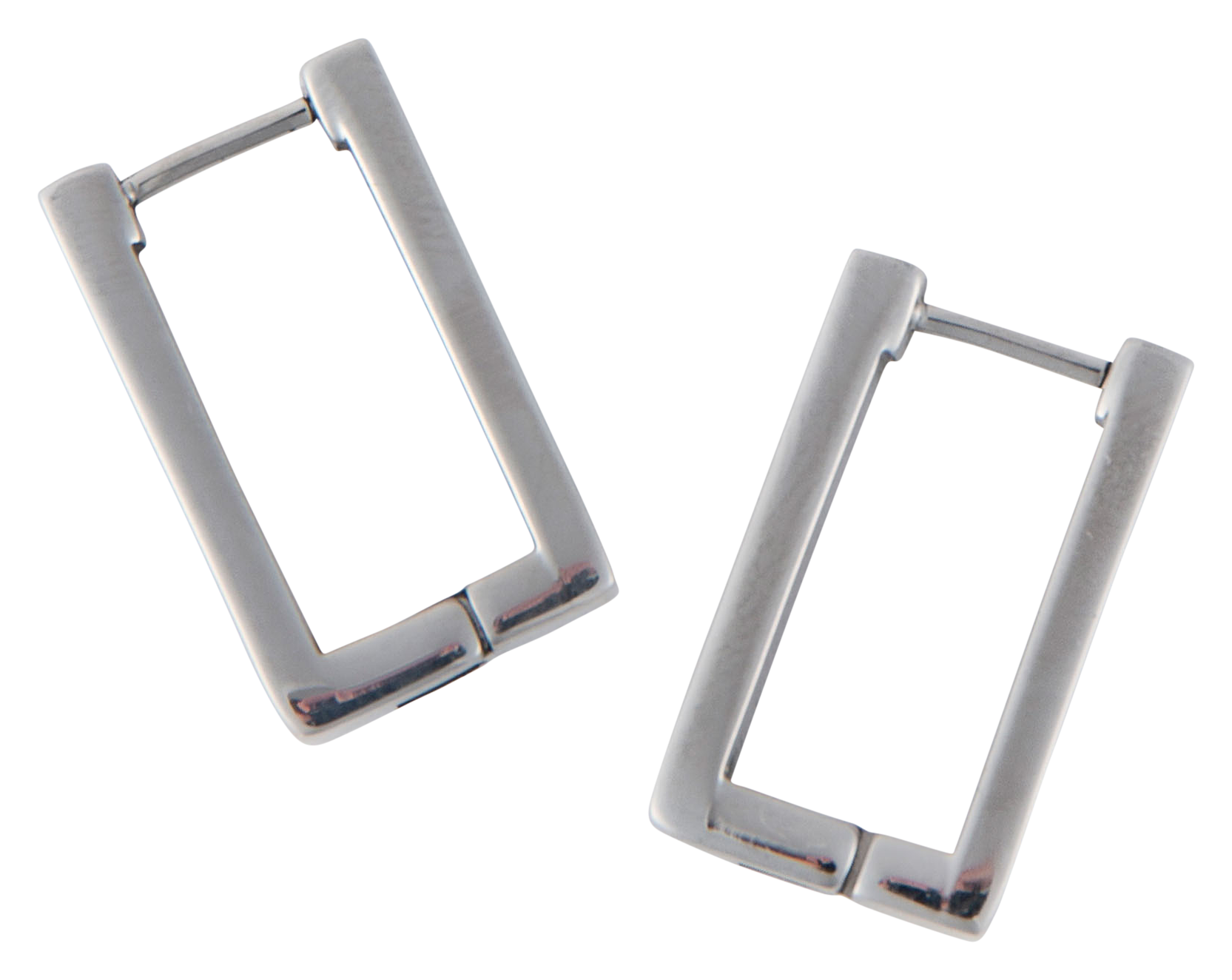 Image of Howard's Narelle Waterproof Rectangle Silver Hoop Earrings