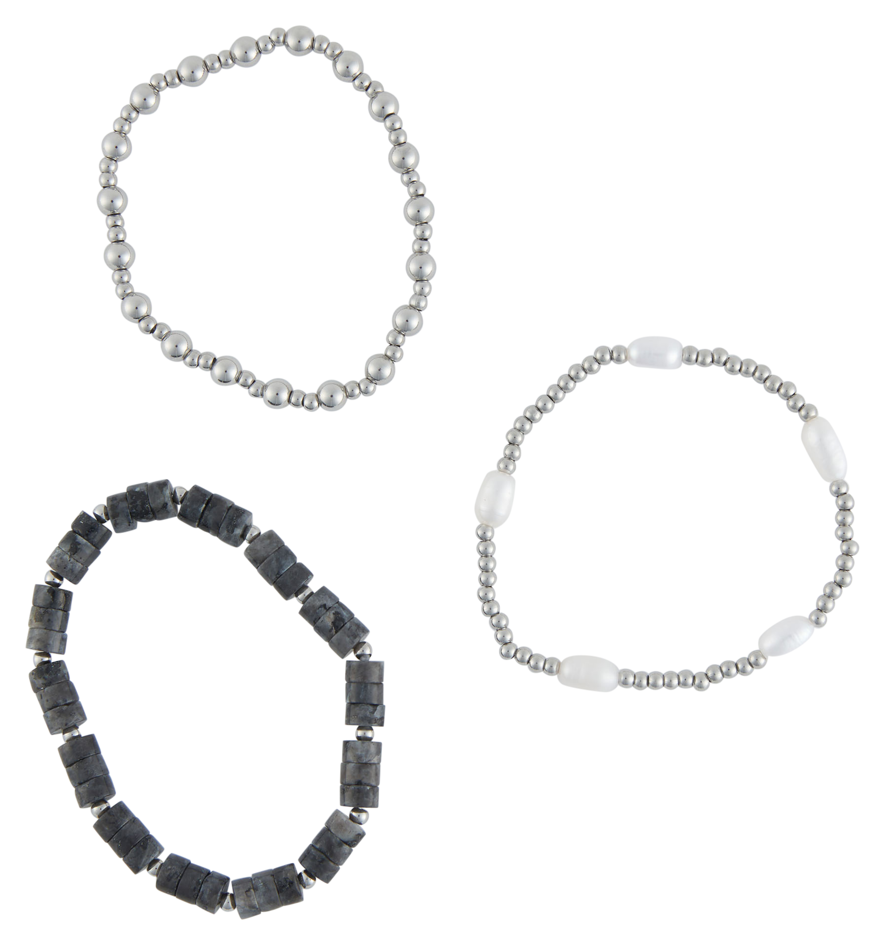 Image of Howard's Narelle Waterproof Pearl Silver Bracelet Set