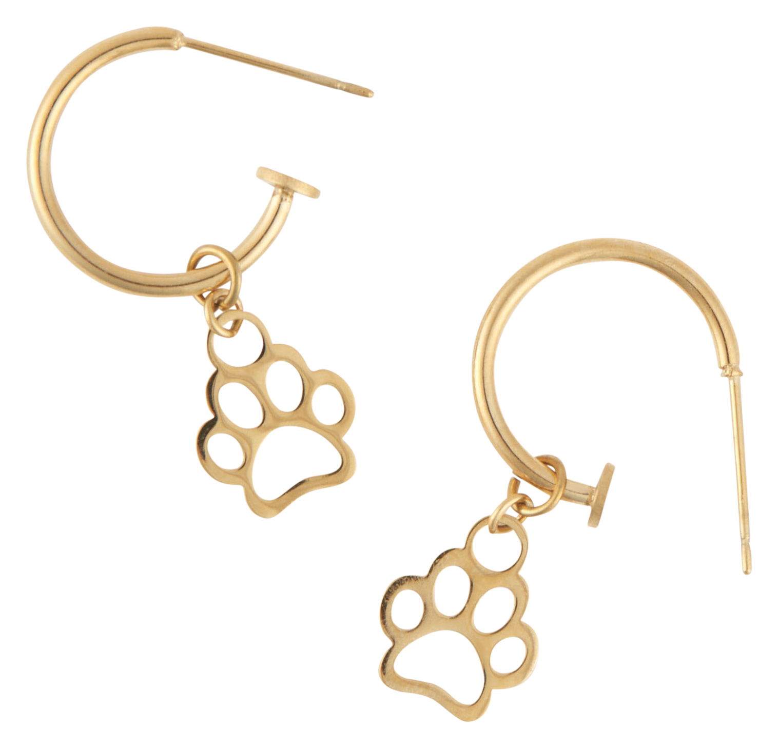 Image of Howard's Narelle Gold Waterproof Paw Print Charm C-Hoop Earrings