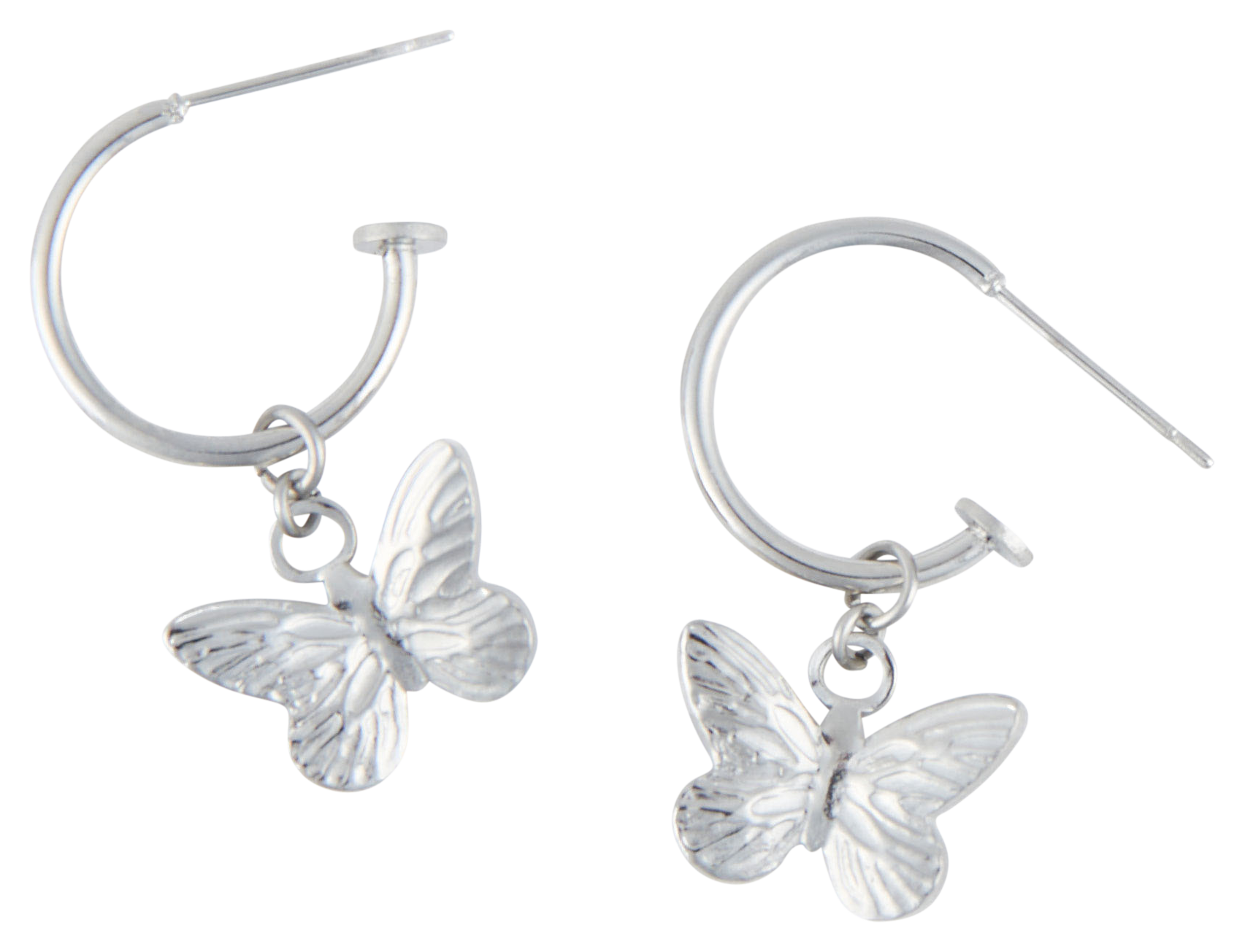 Image of Howard's Narelle Waterproof Butterfly Charm Silver C-Hoop Earrings