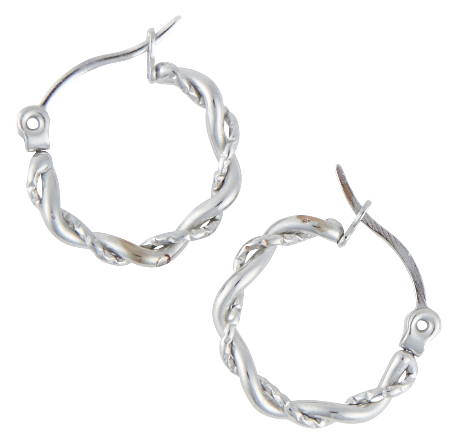 Image of Howard's Narelle Waterproof Twisted Silver Hoop Earrings