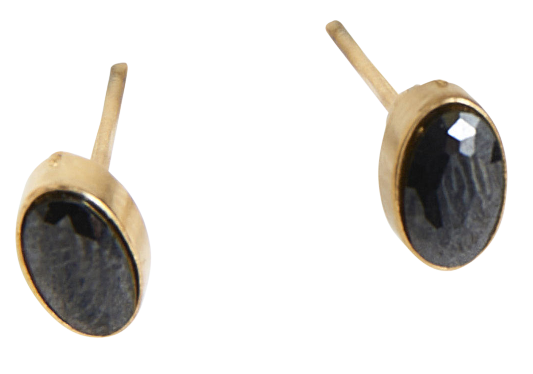 Image of Howard's Narelle Jet Black Waterproof Oval Gem Stud Earrings