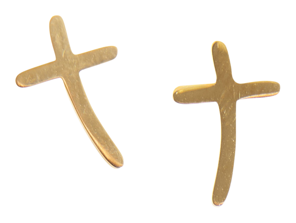 Image of Howard's Narelle Gold Waterproof Curved Cross Stud Earrings