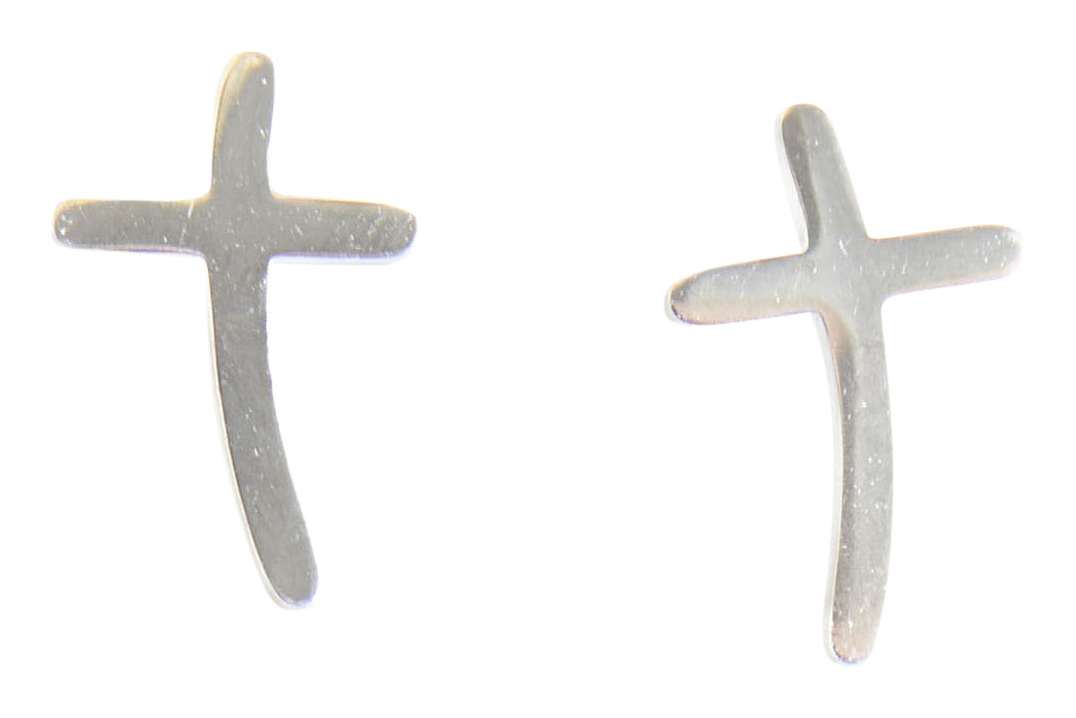 Image of Howard's Narelle Waterproof Curved Cross Silver Stud Earrings
