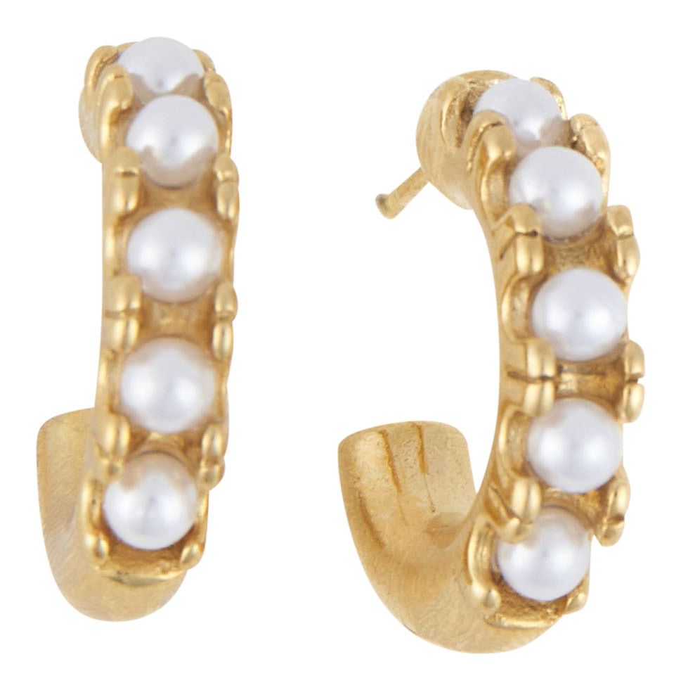 Image of Howard's Narelle Gold Waterproof Pearl C-Hoop Earrings