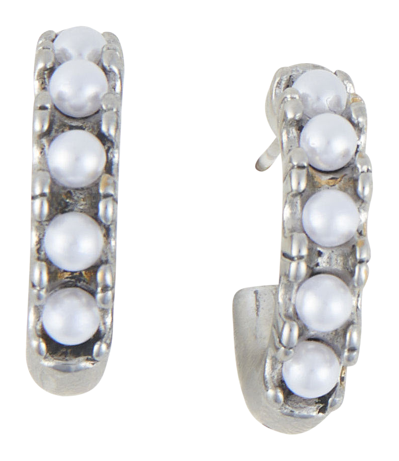 Image of Howard's Narelle Silver Waterproof Pearl C-Hoop Earrings