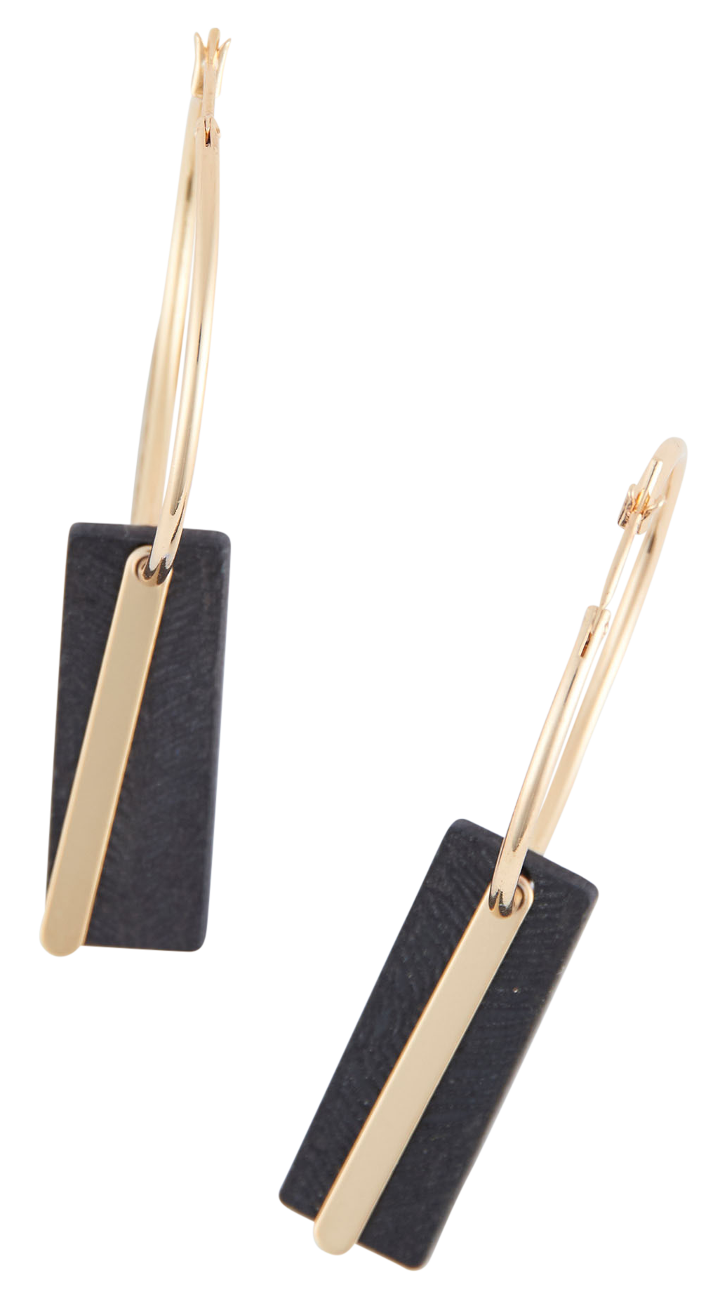 Image of Howard's Jolie Black Wooden Bar Hoop Earrings