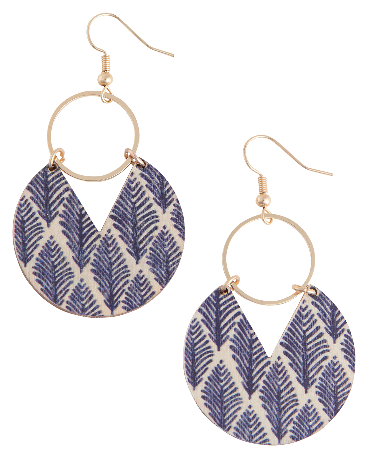 Image of Howard's Jolie Wooden Leaf Print Earrings