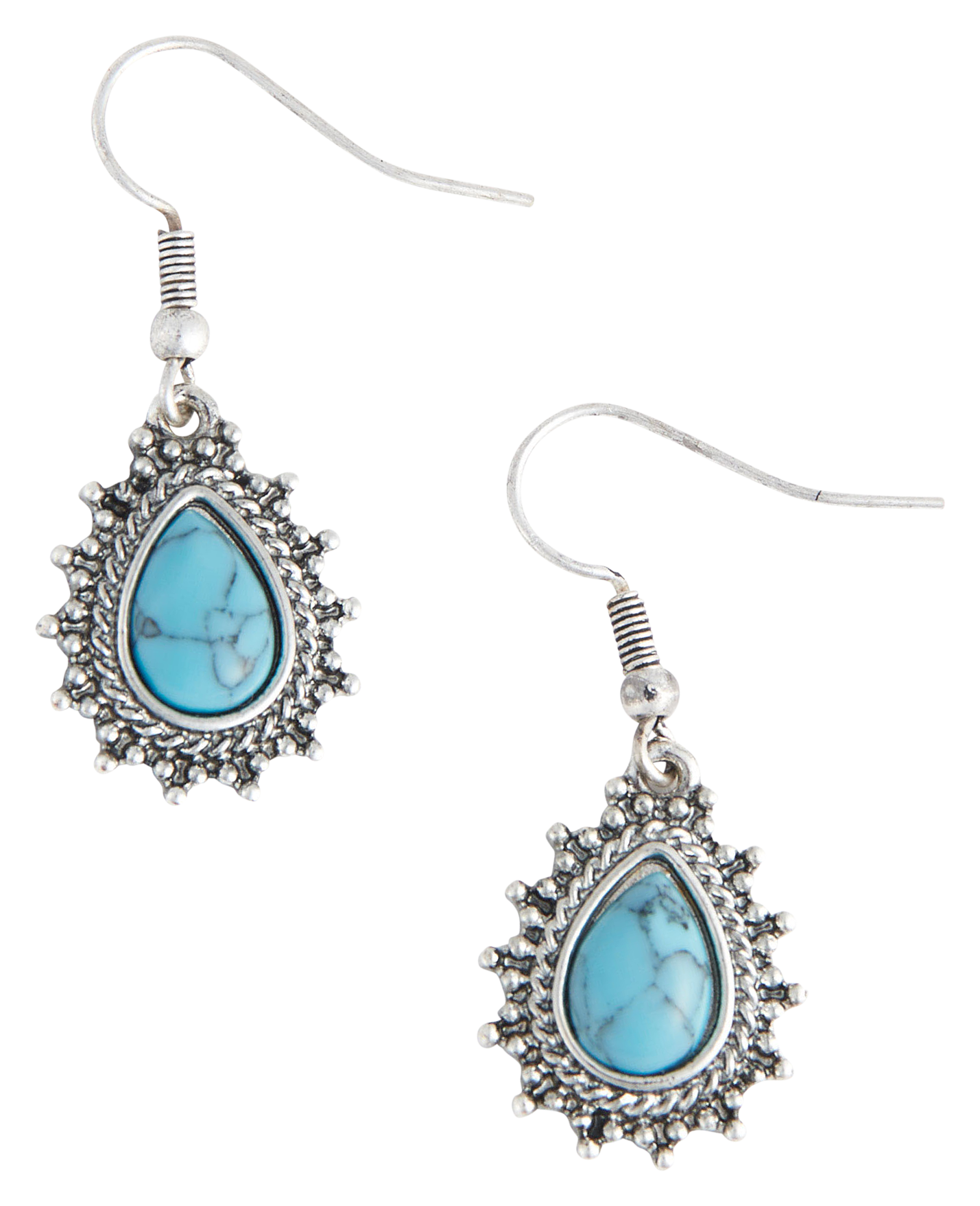 Image of Howard's Wild Spirit Textured Genuine Turquoise Frame Drop Earrings