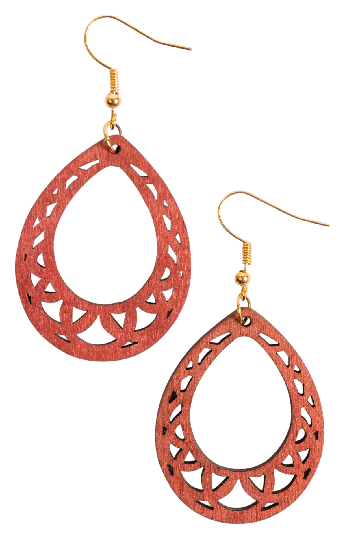 Image of Howard's Samira Geometric Wood Oval Drop Earrings