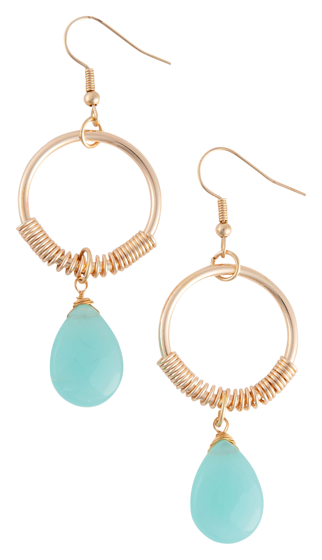 Image of Howard's Acadia Genuine Stone Hoop Drop Earrings
