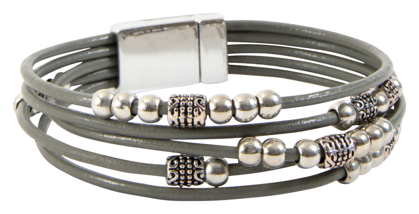 Image of Howard's Karla Layered Gray and Silver Magnetic Bracelet