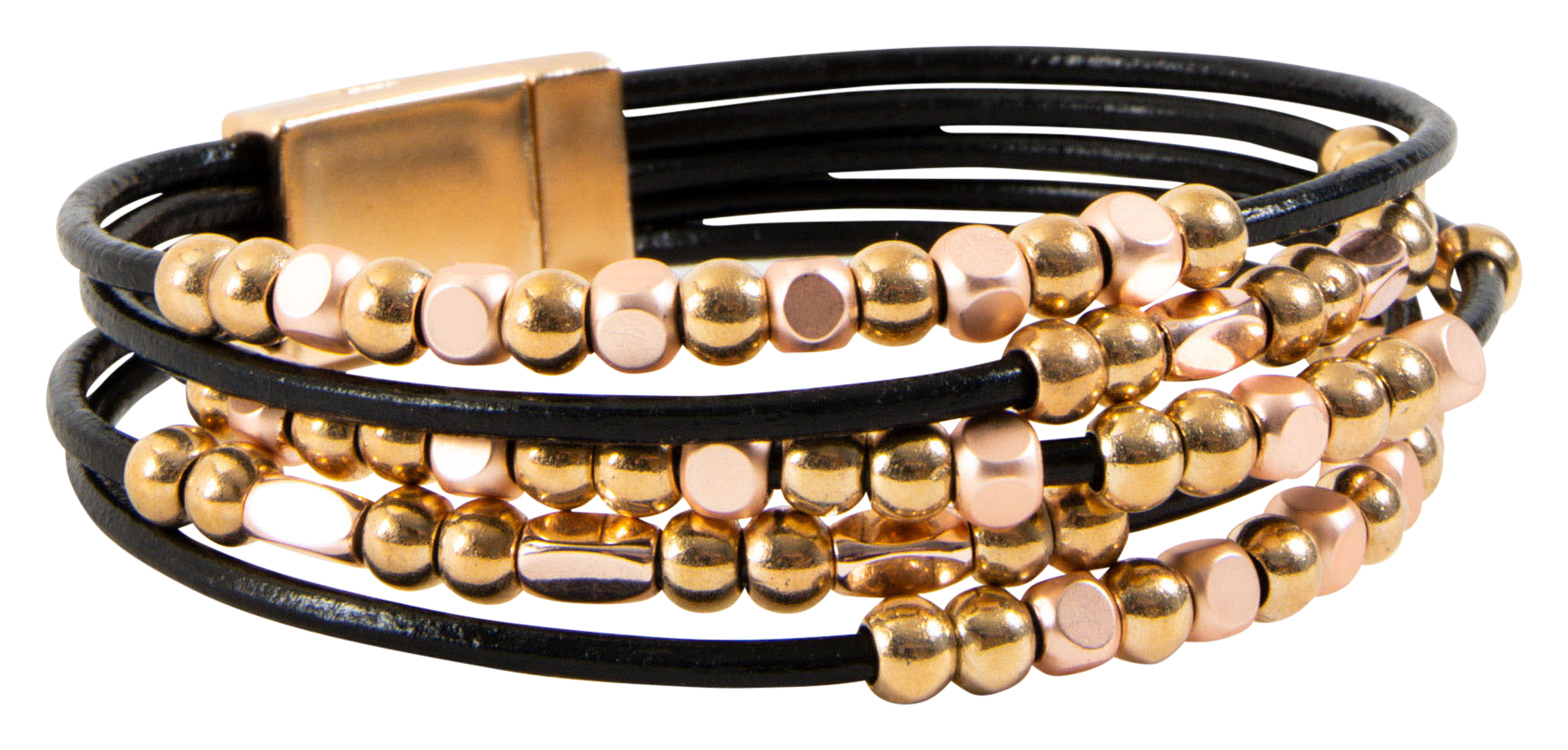 Image of Howard's Karla Layered Black and Gold Magnetic Bracelet
