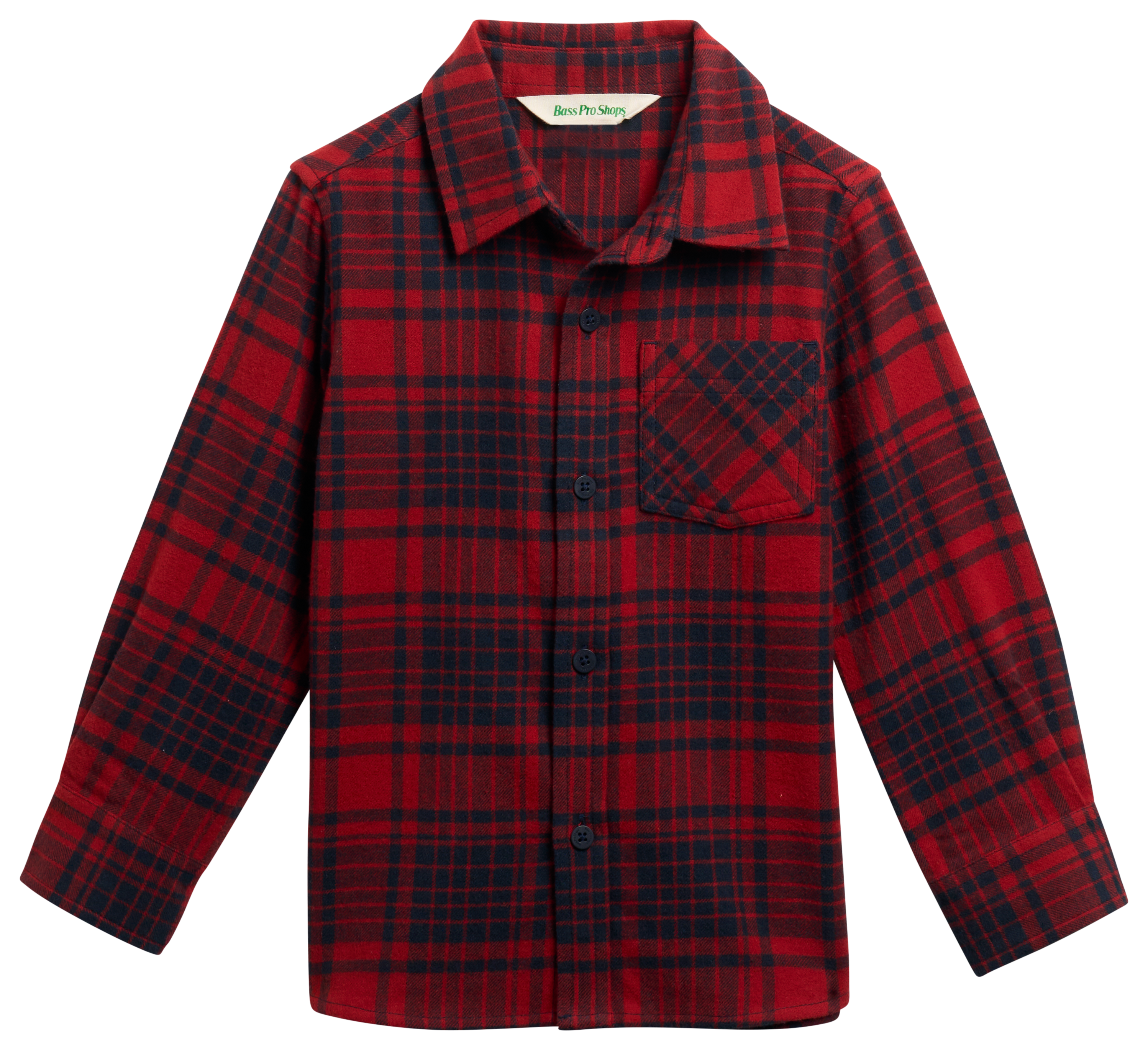 Image of Bass Pro Shops Plaid Flannel Long-Sleeve Button-Down Shirt for Toddlers - Red Ochre