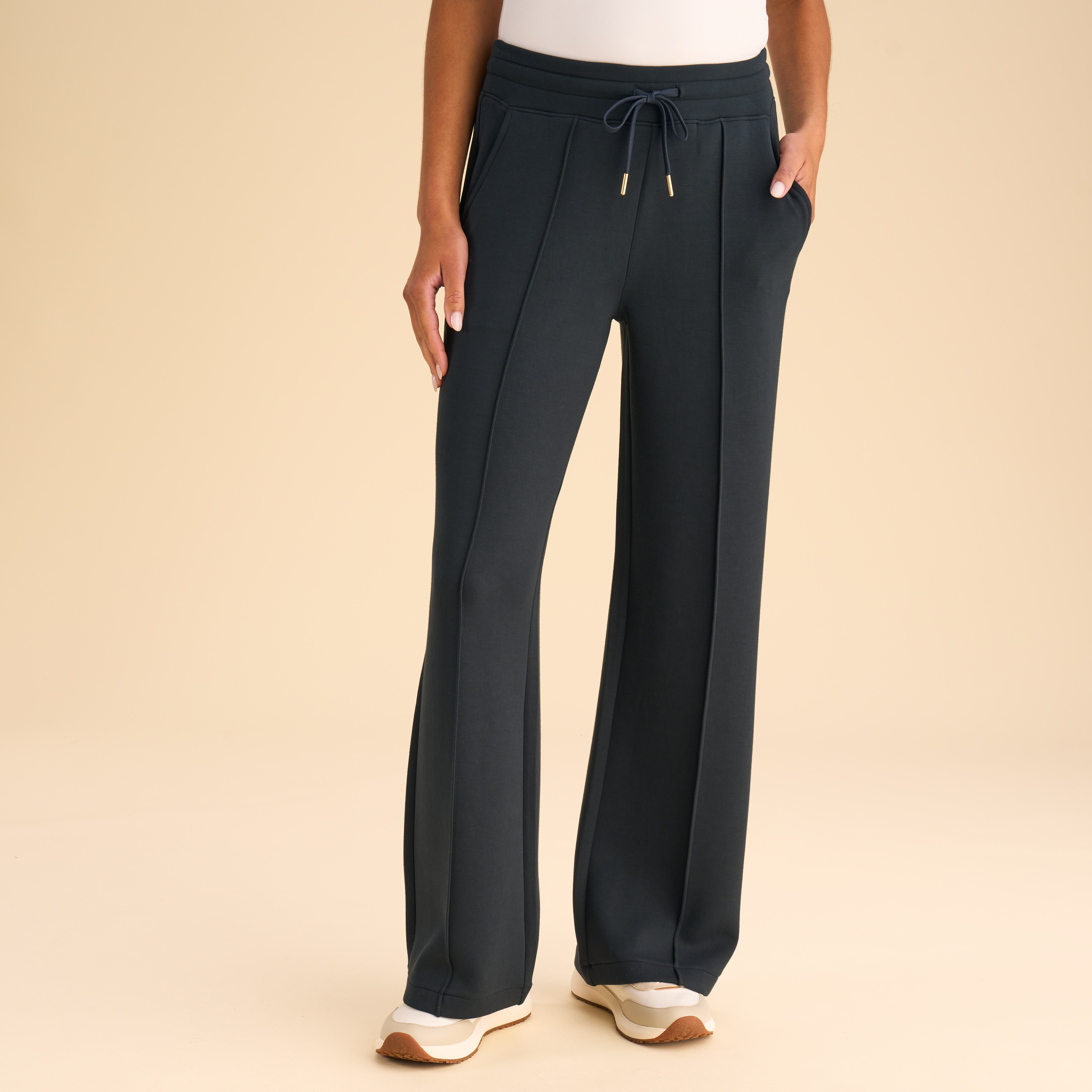 Natural Reflections Soft Haven Wide Leg Front Seam Pants - Anthracite