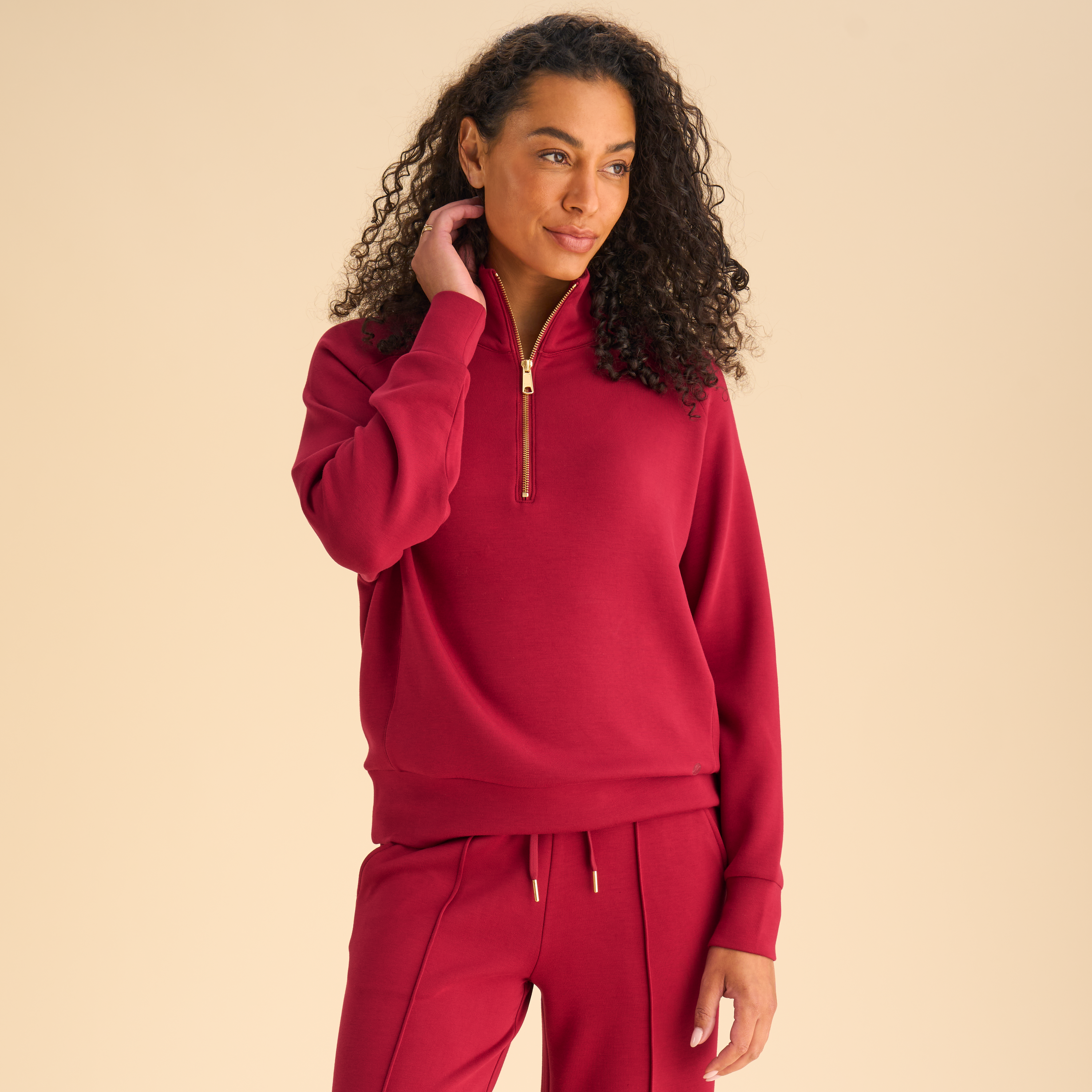 Natural Reflections Soft Haven Quarter-Zip Pullover - Rhubarb