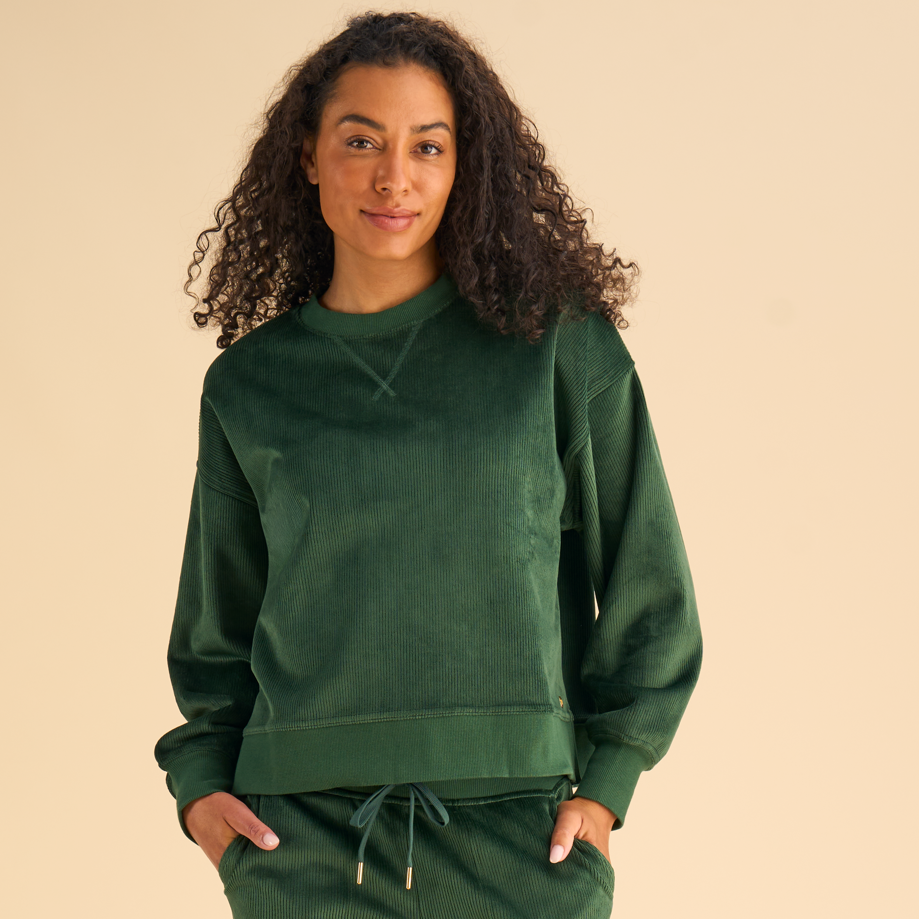 Natural Reflections Velour Rib Long-Sleeve Pullover - Pineneedle