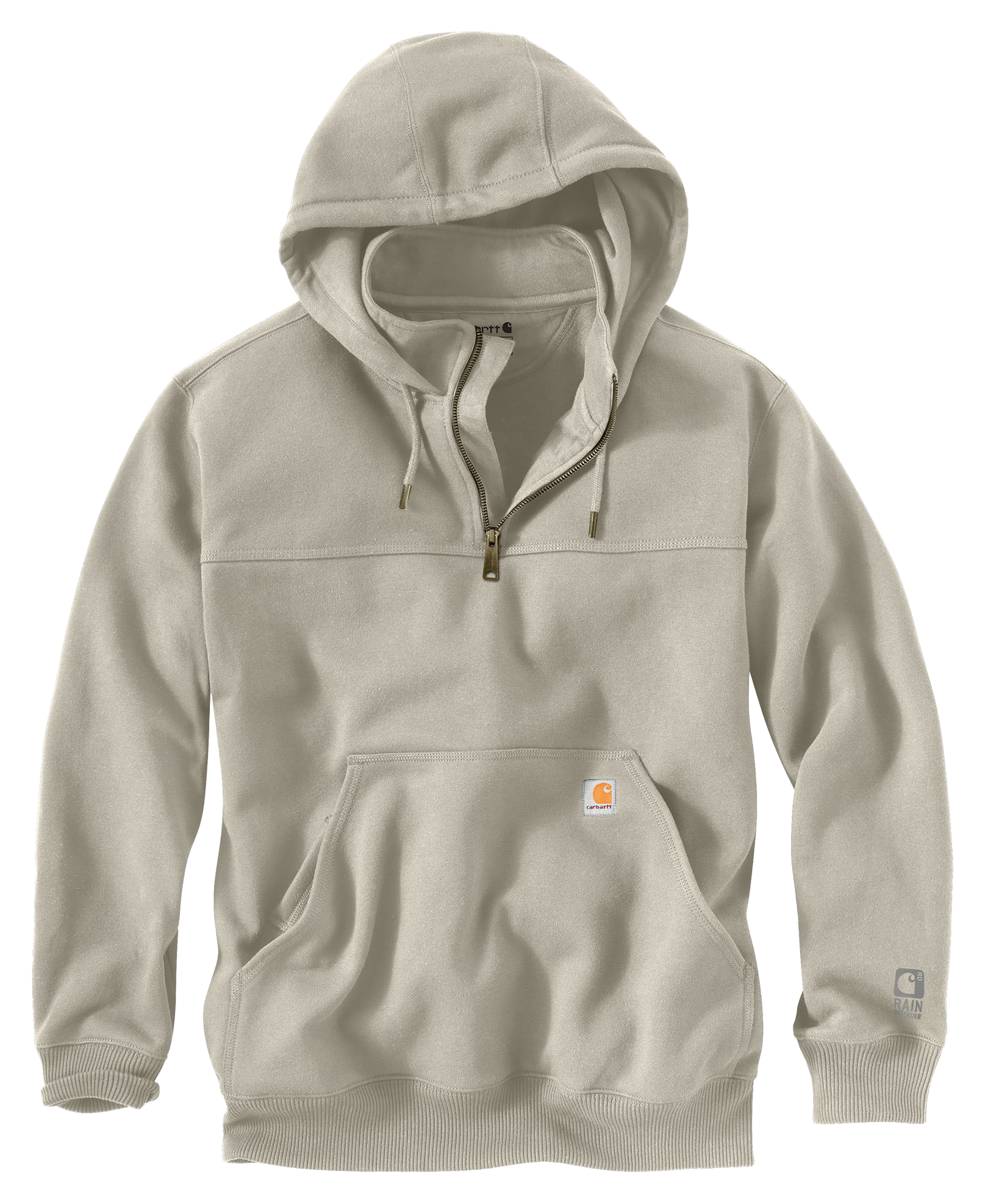 Image of Carhartt Rain Defender Loose-Fit Heavyweight Quarter-Zip Hoodie - Cobblestone