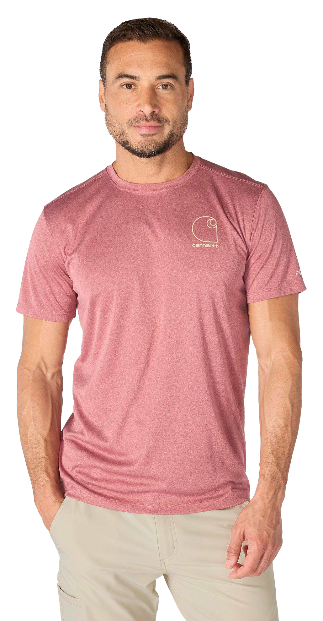 Image of Carhartt Force Sun Defender Logo Graphic Short-Sleeve T-Shirt - Amber Terrain Heather - 2XL