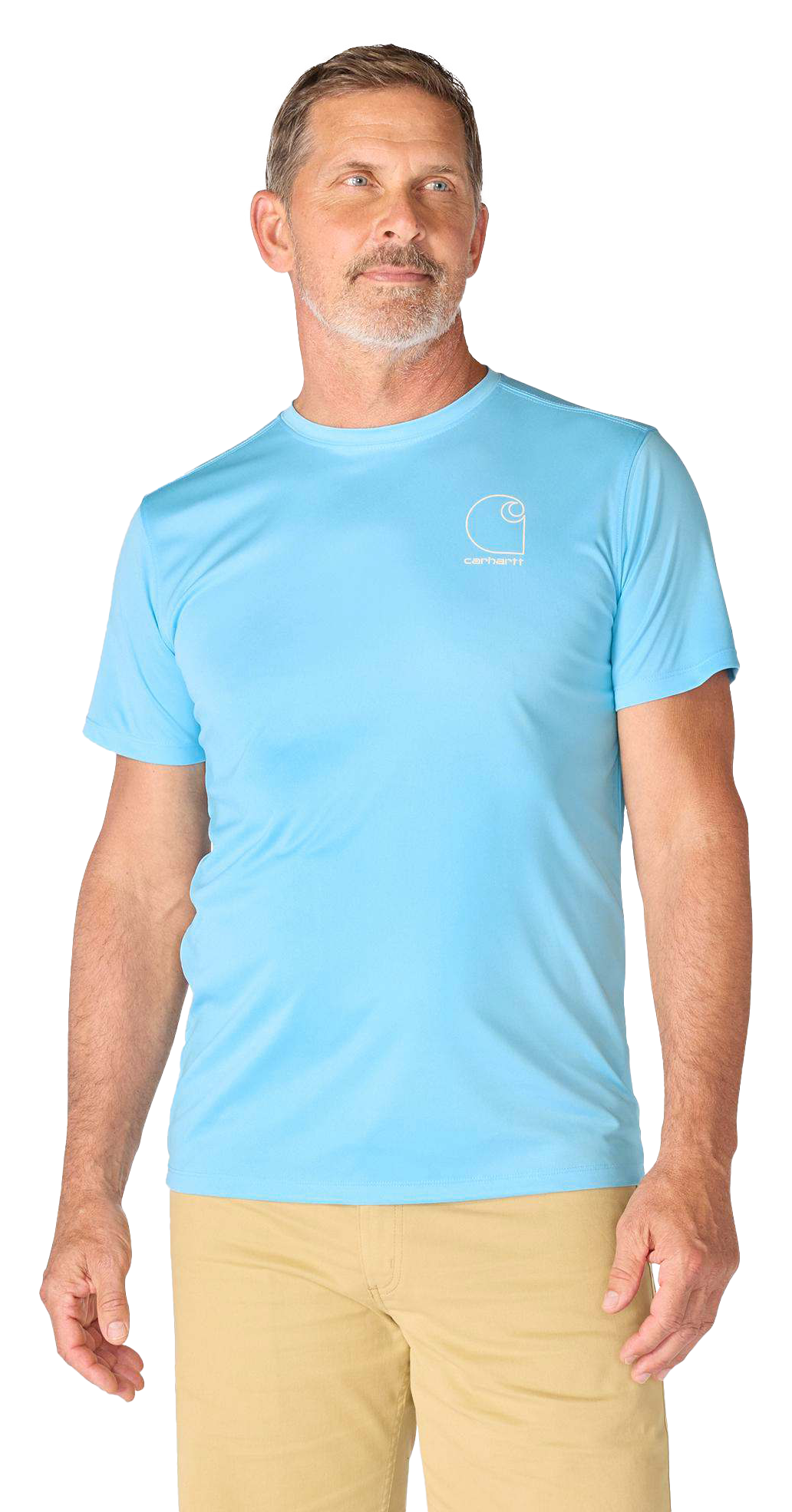 Image of Carhartt Force Sun Defender Logo Graphic Short-Sleeve T-Shirt - Blue Gleam Heather