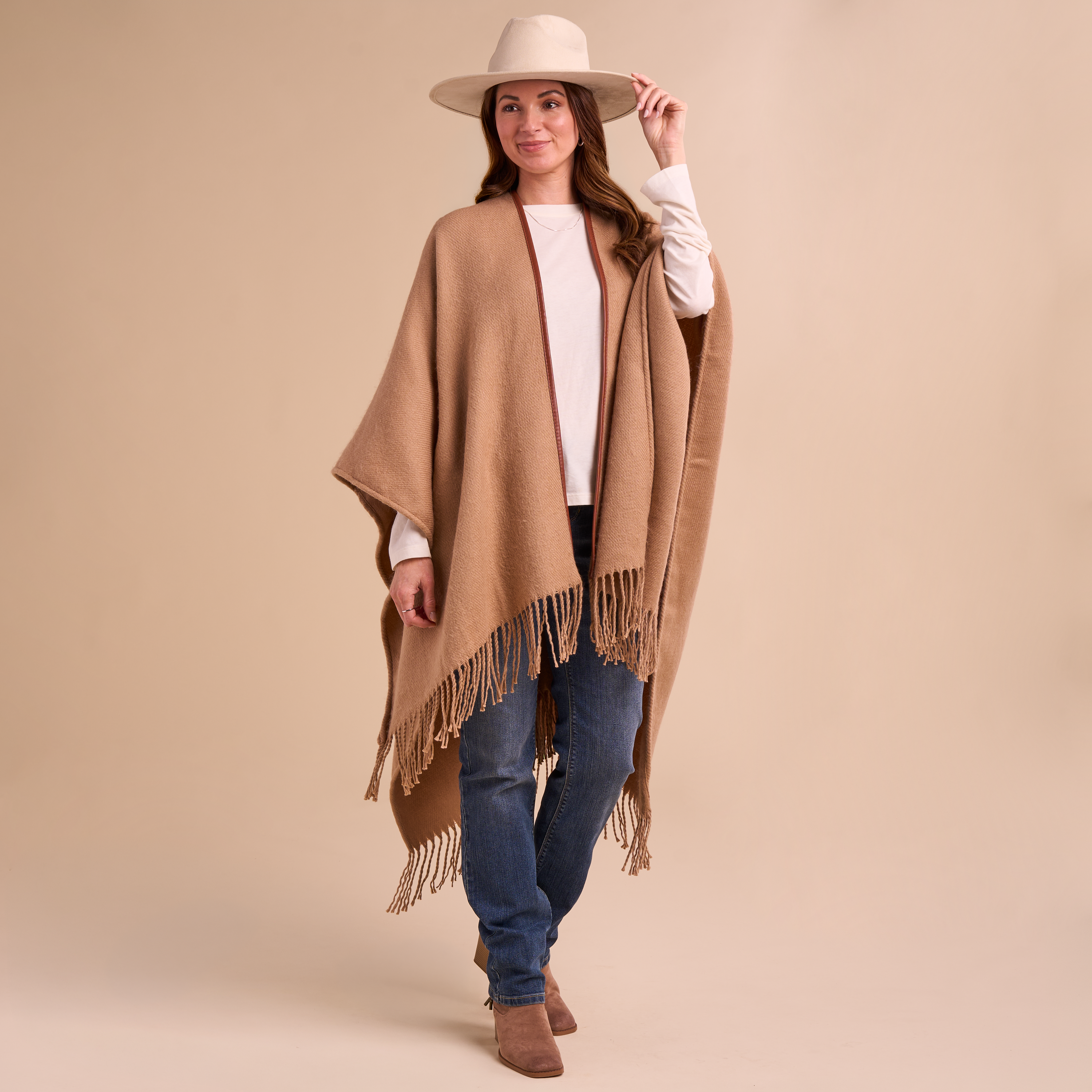 Image of Natural Reflections Toffee Tweed Cape