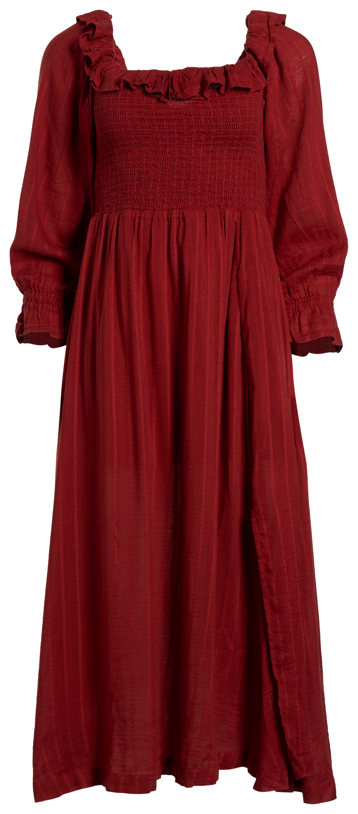 Image of RedHead Ranch Peasant Long-Sleeve Maxi Dress - Chili Oil