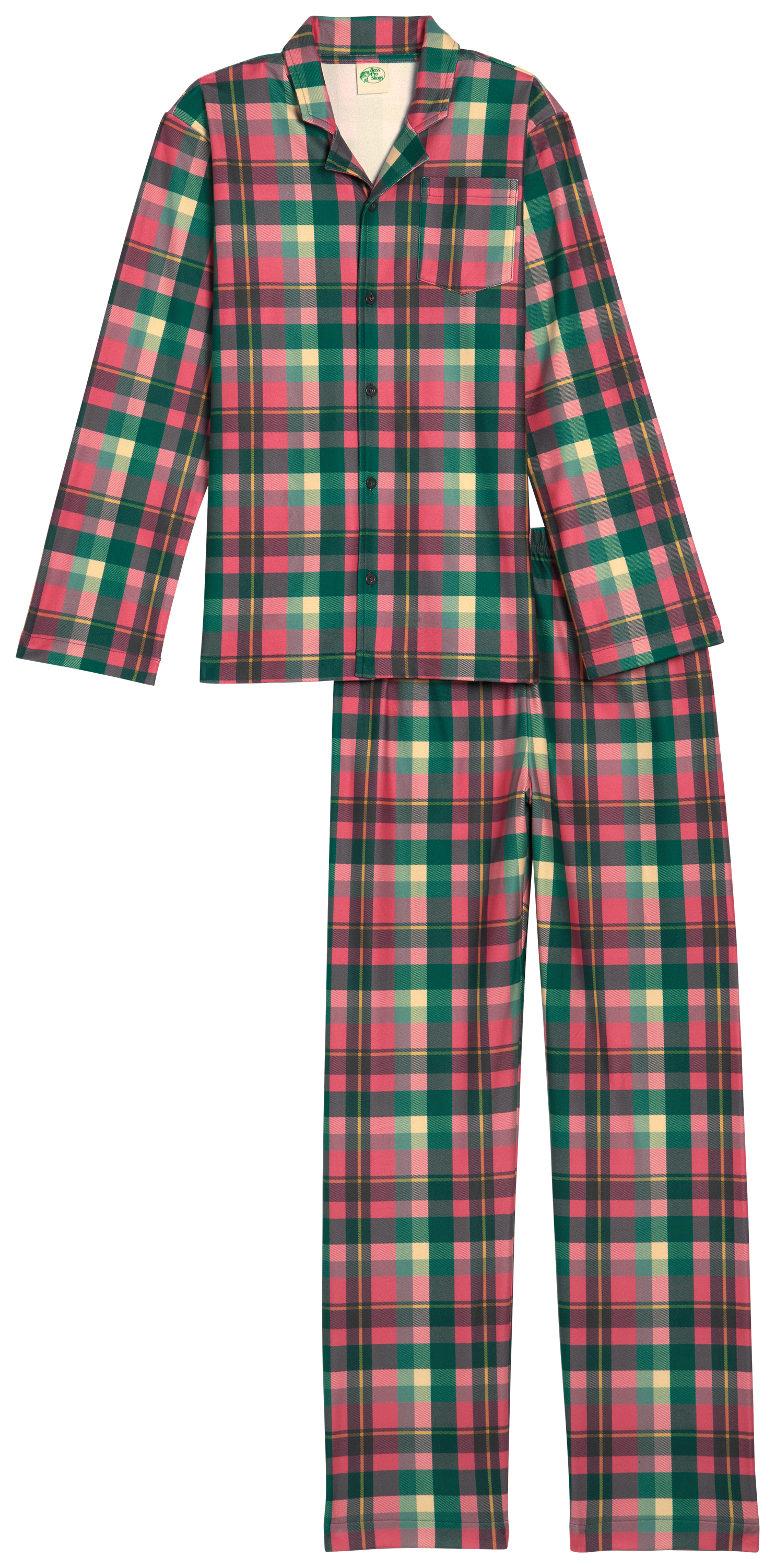 Image of Bass Pro Shops Pajama Set for Kids - Pink/Green Plaid