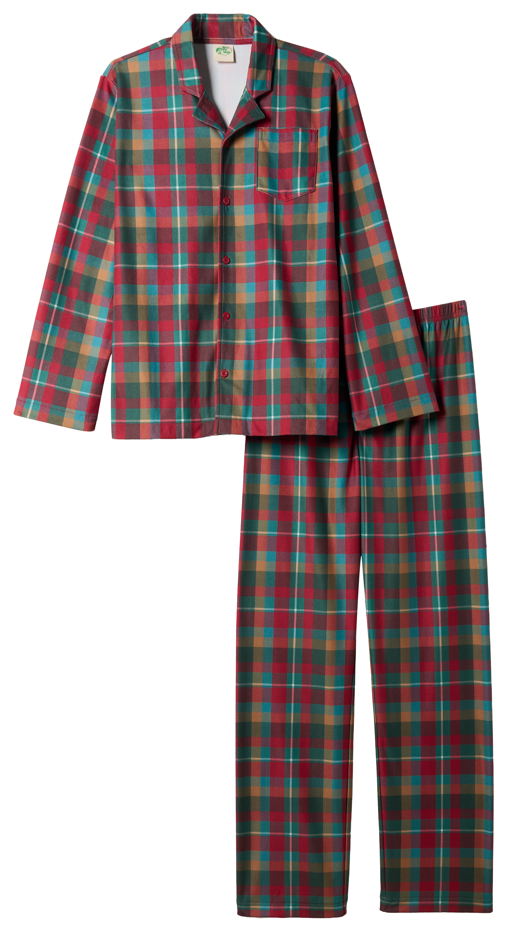 Image of Bass Pro Shops Pajama Set for Kids - Blue/Red Plaid