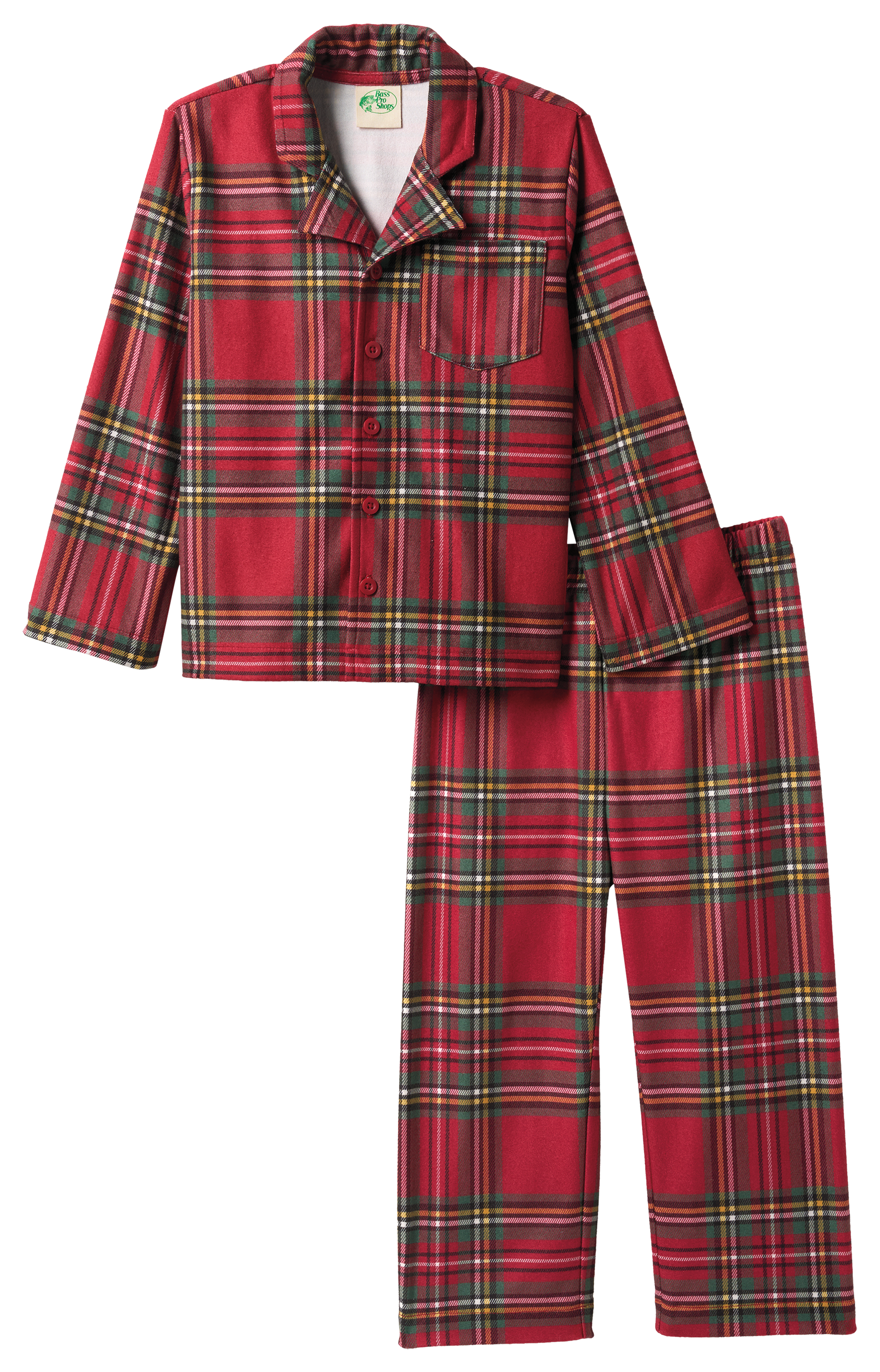 Image of Bass Pro Shops Pajama Set for Toddlers - Red/Green Plaid