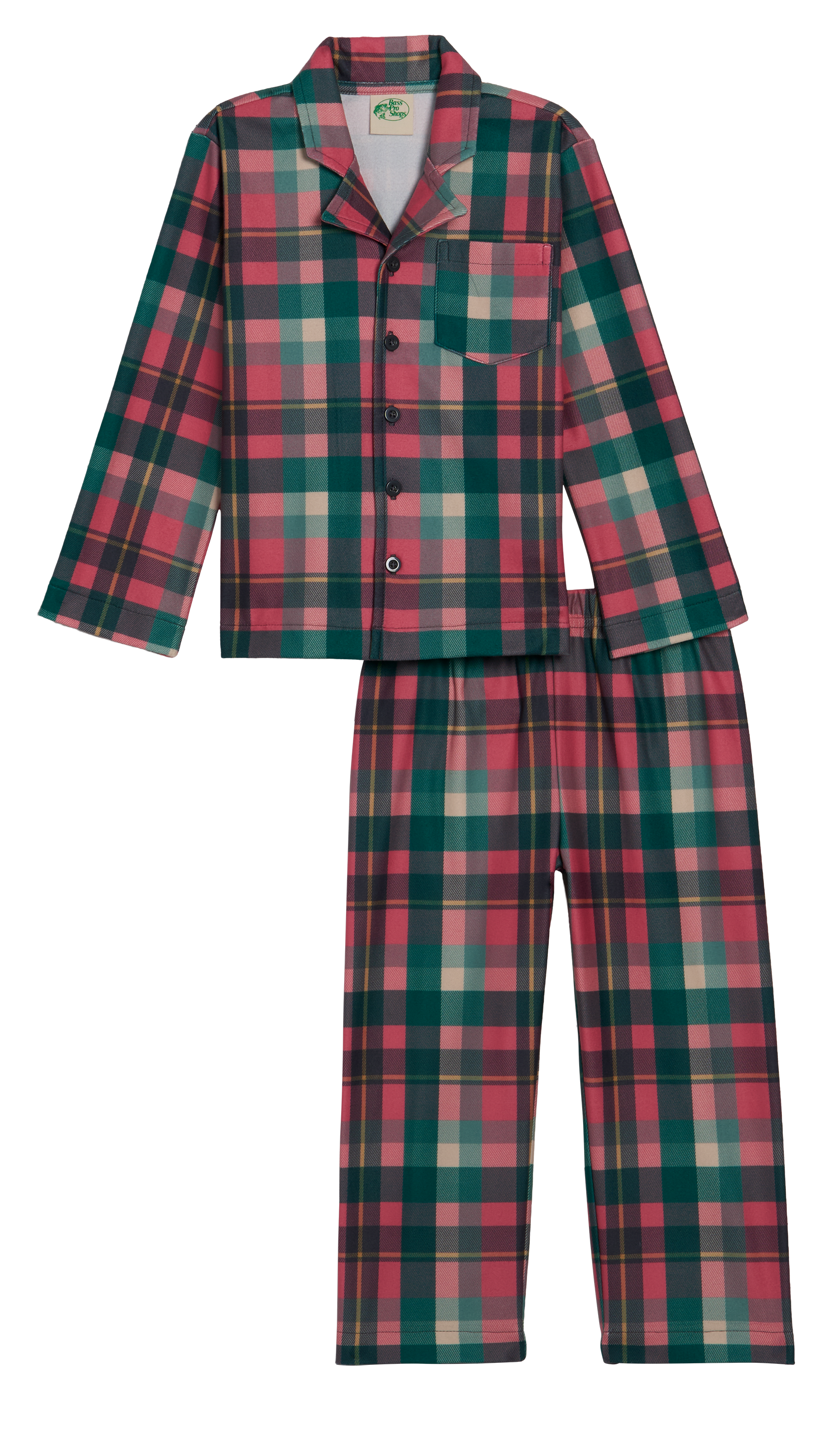 Image of Bass Pro Shops Pajama Set for Toddlers - Pink/Green Plaid