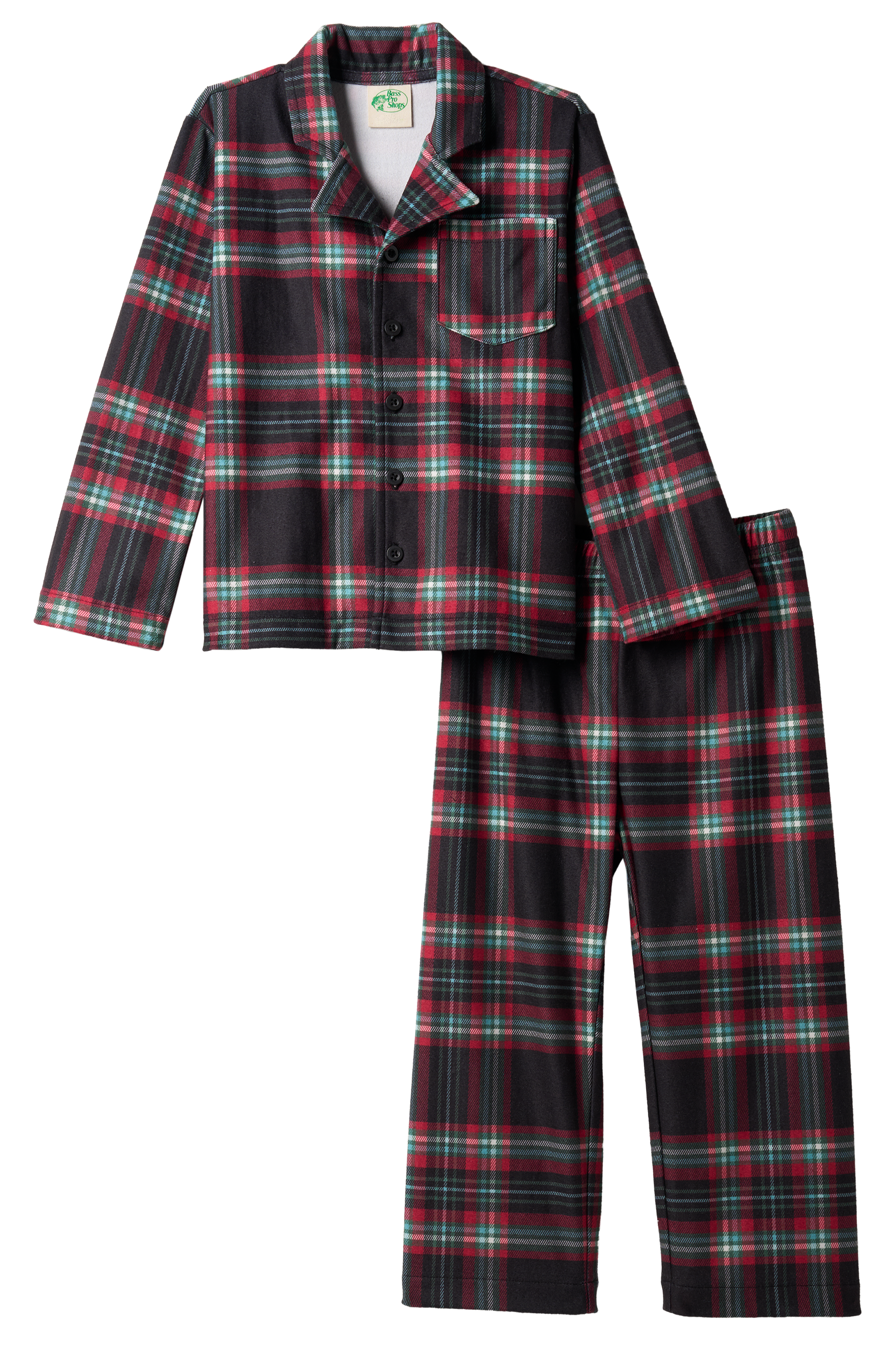 Image of Bass Pro Shops Pajama Set for Toddlers - Blue/Black Plaid