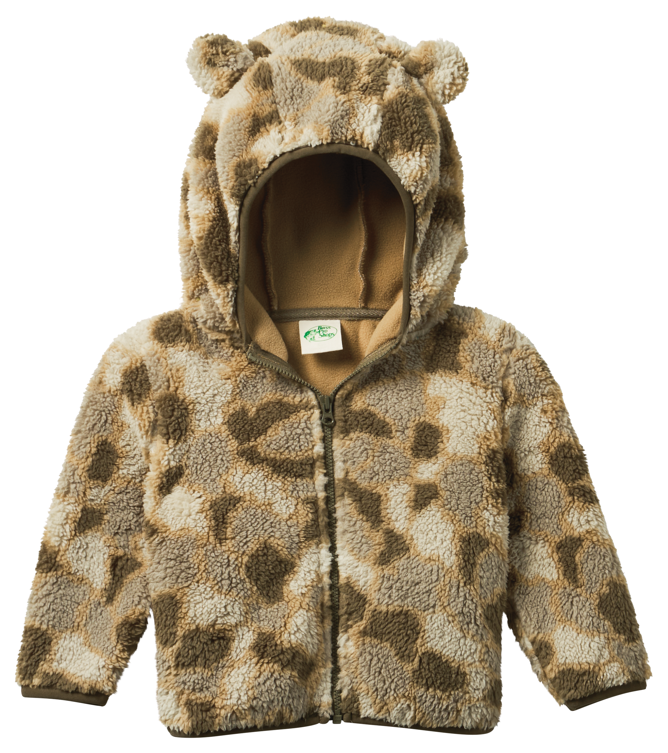 Image of Bass Pro Shops Bear Ears Full-Zip Fleece Hooded Jacket for Babies - Green Camo