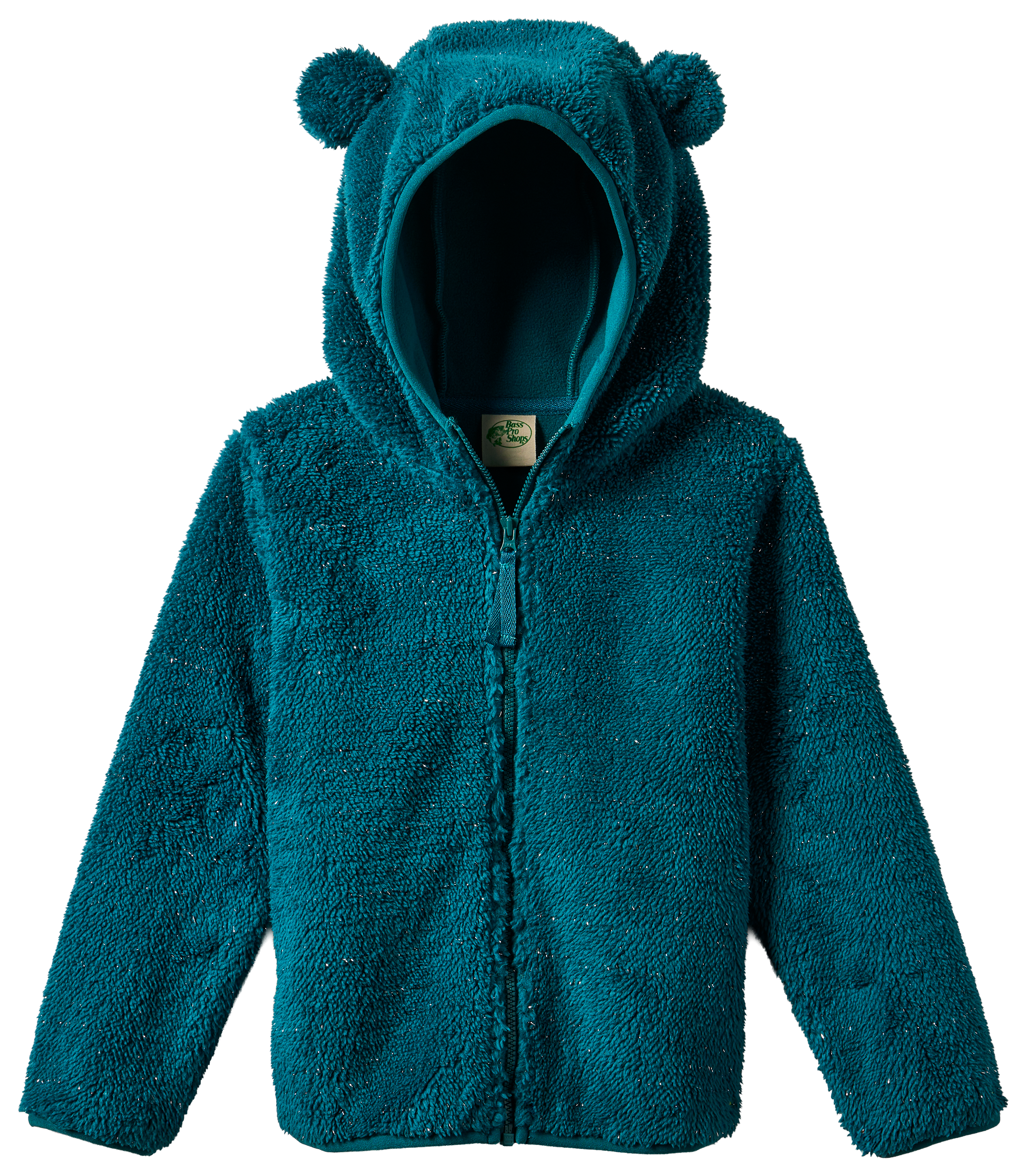 Image of Bass Pro Shops Bear Ears Full-Zip Fleece Hooded Jacket for Toddlers - Deep Lagoon Silver