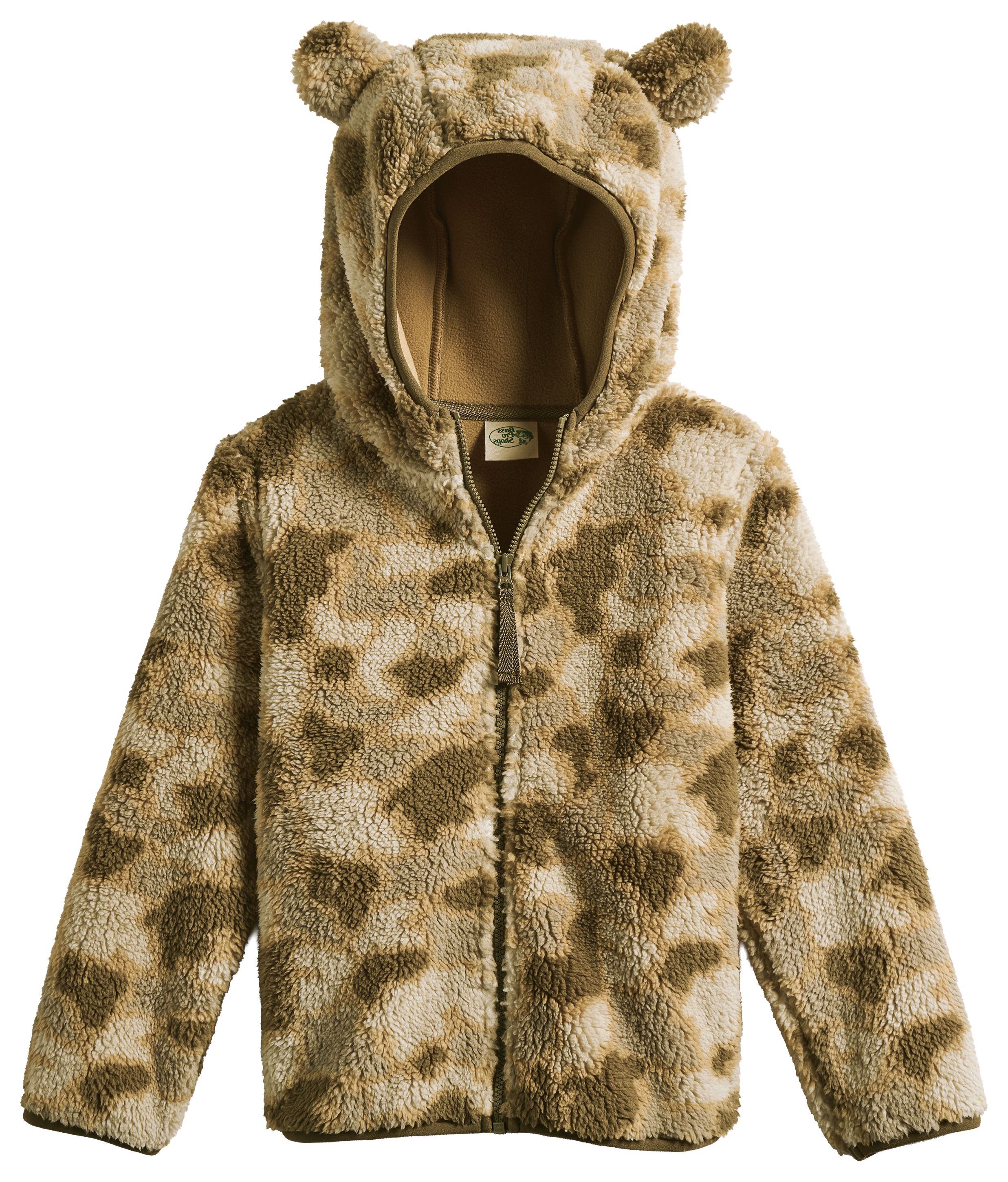 Image of Bass Pro Shops Bear Ears Full-Zip Fleece Hooded Jacket for Toddlers - Green Camo