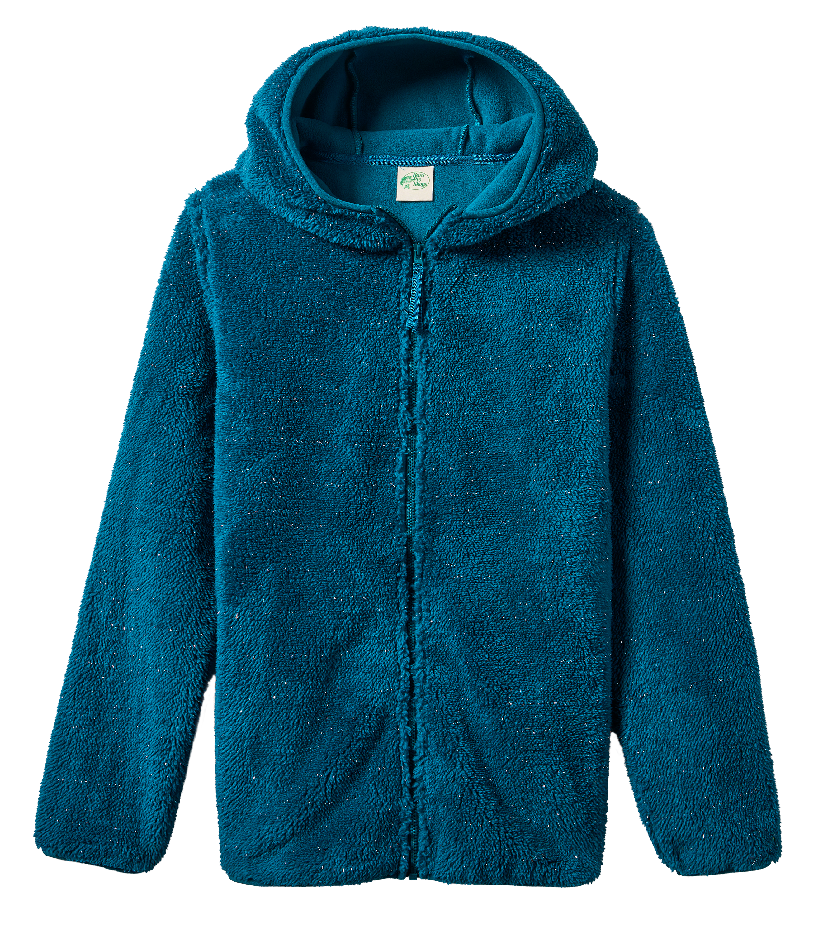 Image of Bass Pro Shops Cozy Fleece Full-Zip Hooded Jacket for Kids - Deep Lagoon Silver