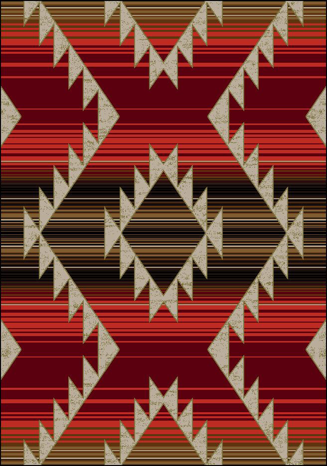 Image of American Dakota Rumble Area Rug - Red/Beige - 3' x 4'