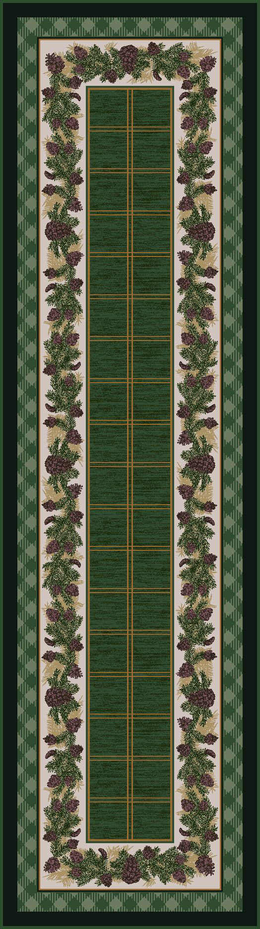 Image of American Dakota Resort Pine Area Rug - Green - 2' x 8'