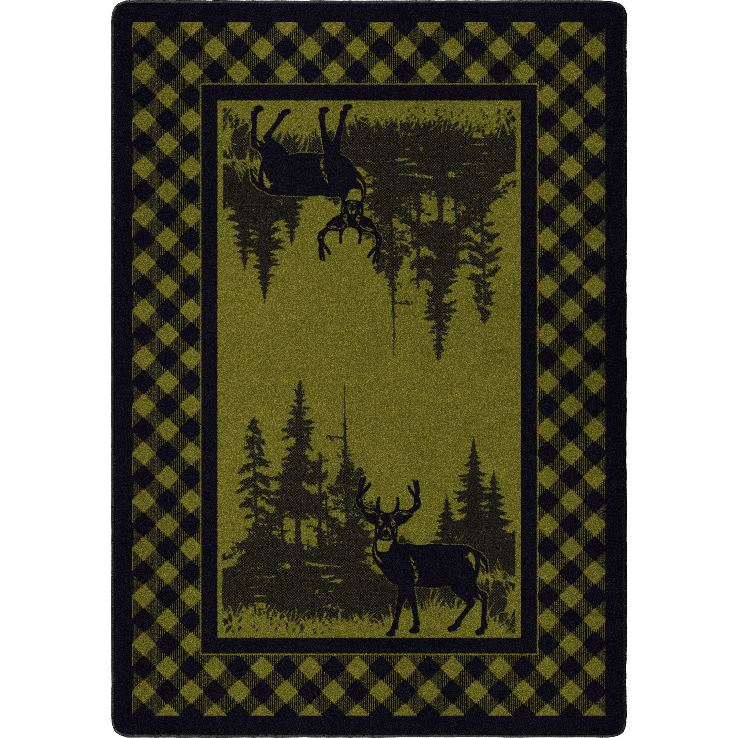 Image of American Dakota Whitetail Plaid Area Rug - Green - 4' x 5'