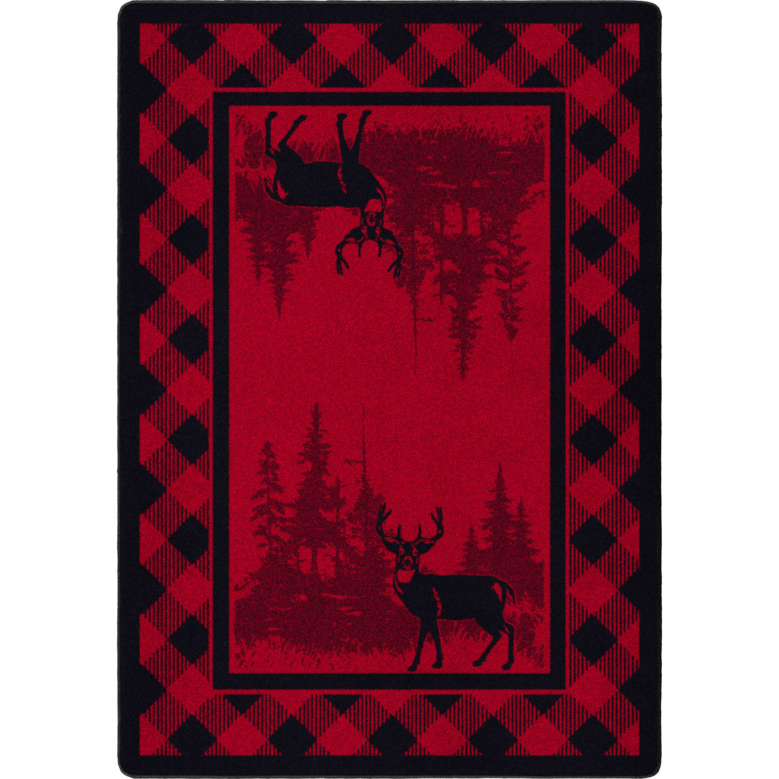 Image of American Dakota Whitetail Plaid Area Rug - Red - 3' x 4'