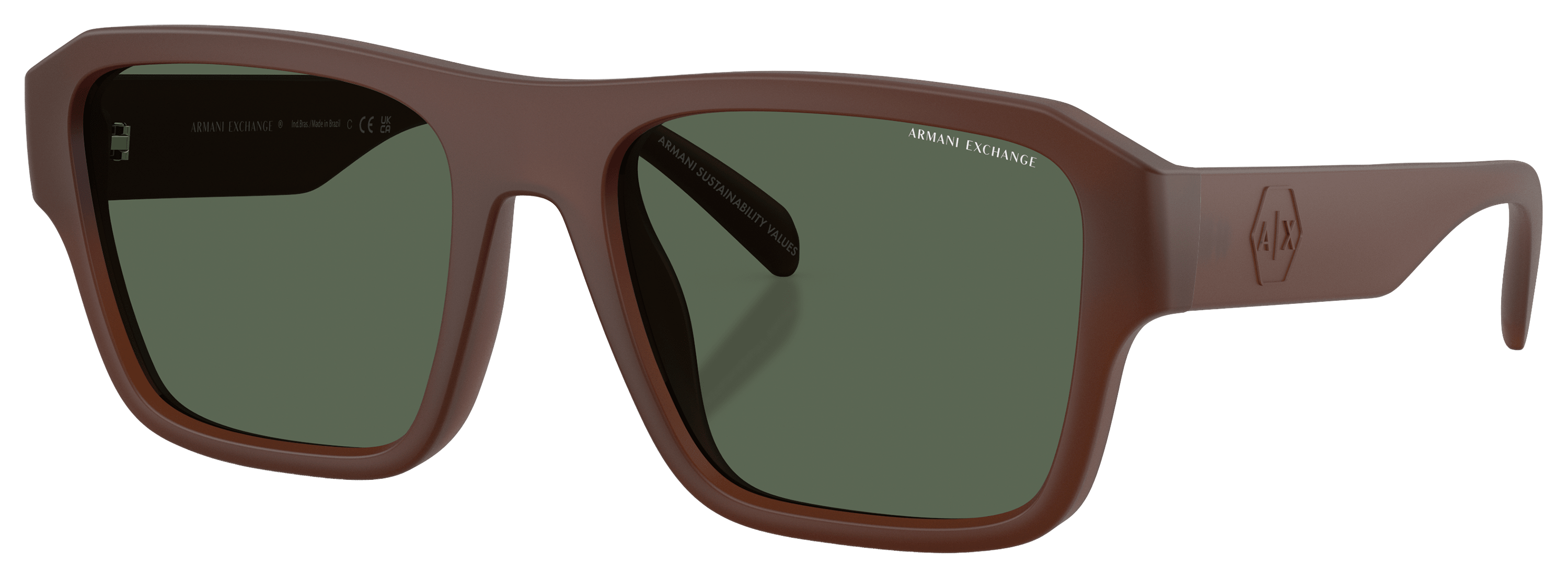 Image of Armani Exchange AX4154SU Sunglasses - Matte Opal Brown/Dark Green - Large