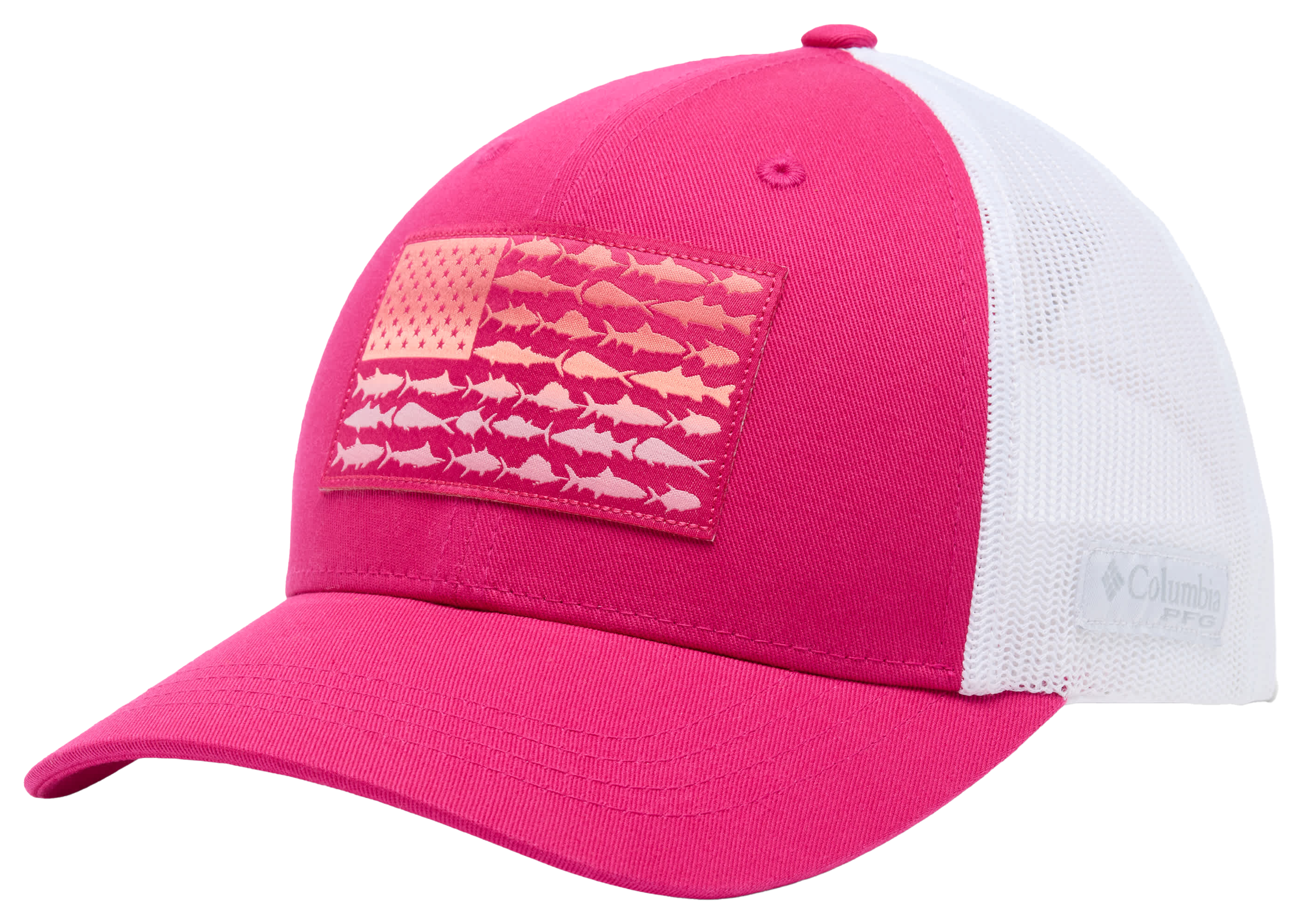 Image of Columbia PFG Fish Flag Snapback Cap for Women - Guava Pink
