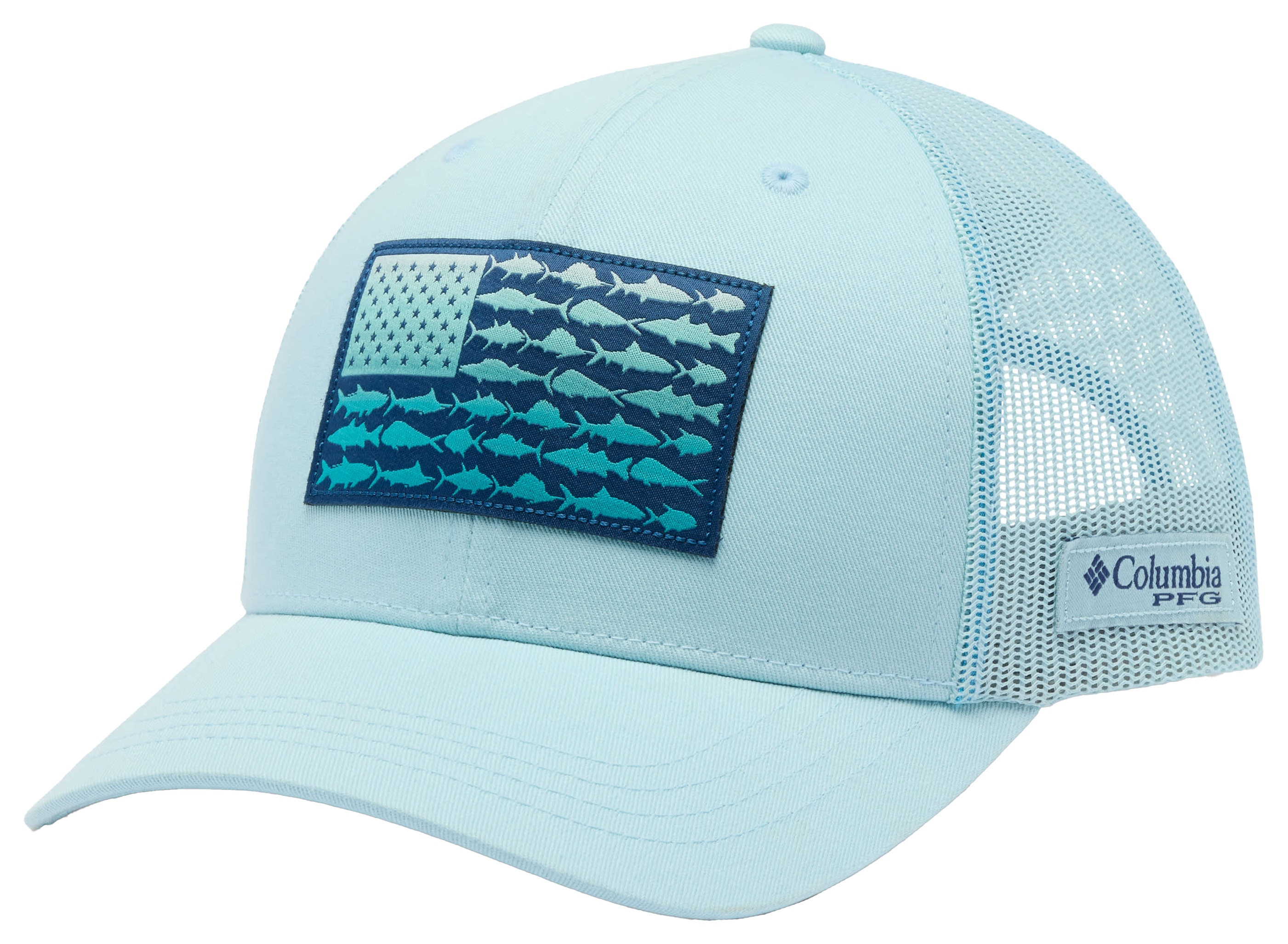 Image of Columbia PFG Fish Flag Snapback Cap for Women - Marine Light