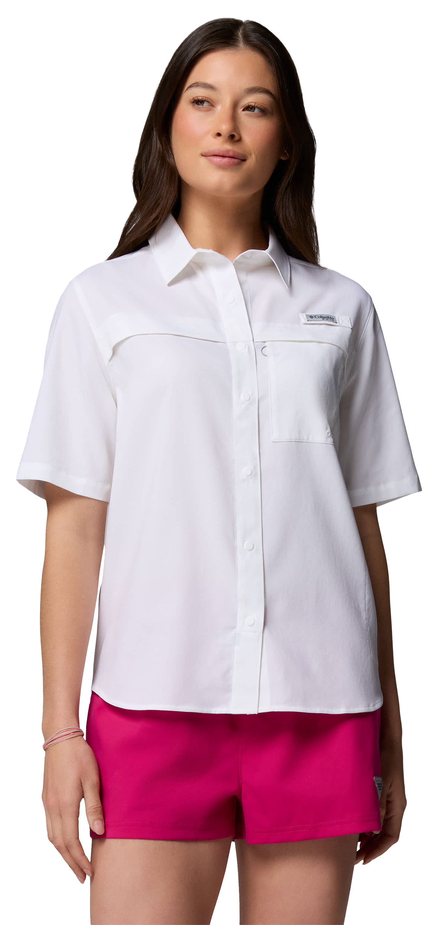 Image of Columbia PFG Castback Woven Short-Sleeve Shirt - White