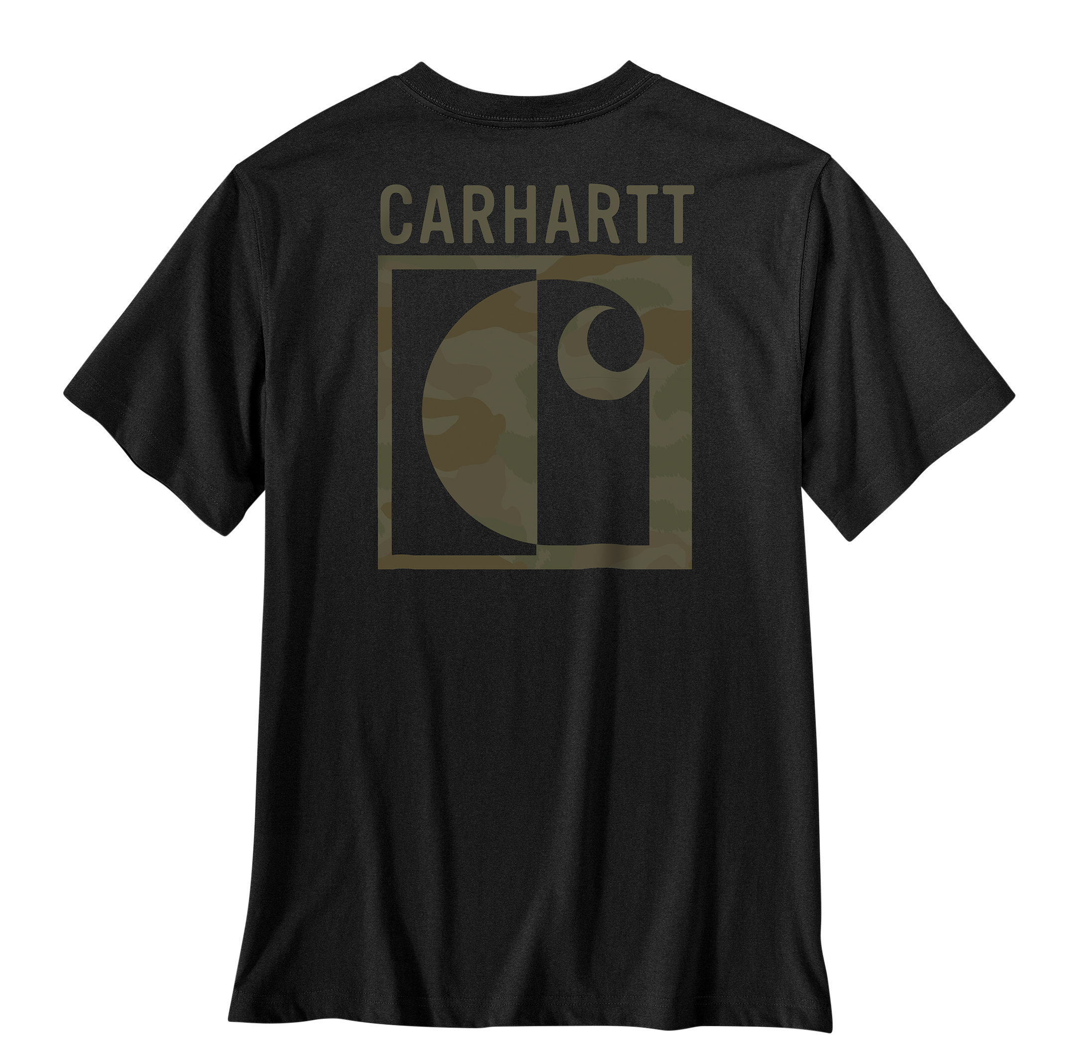 Image of Carhartt Irvine Relaxed Block Camo Pocket Short-Sleeve T-Shirt - Black - 2XLT